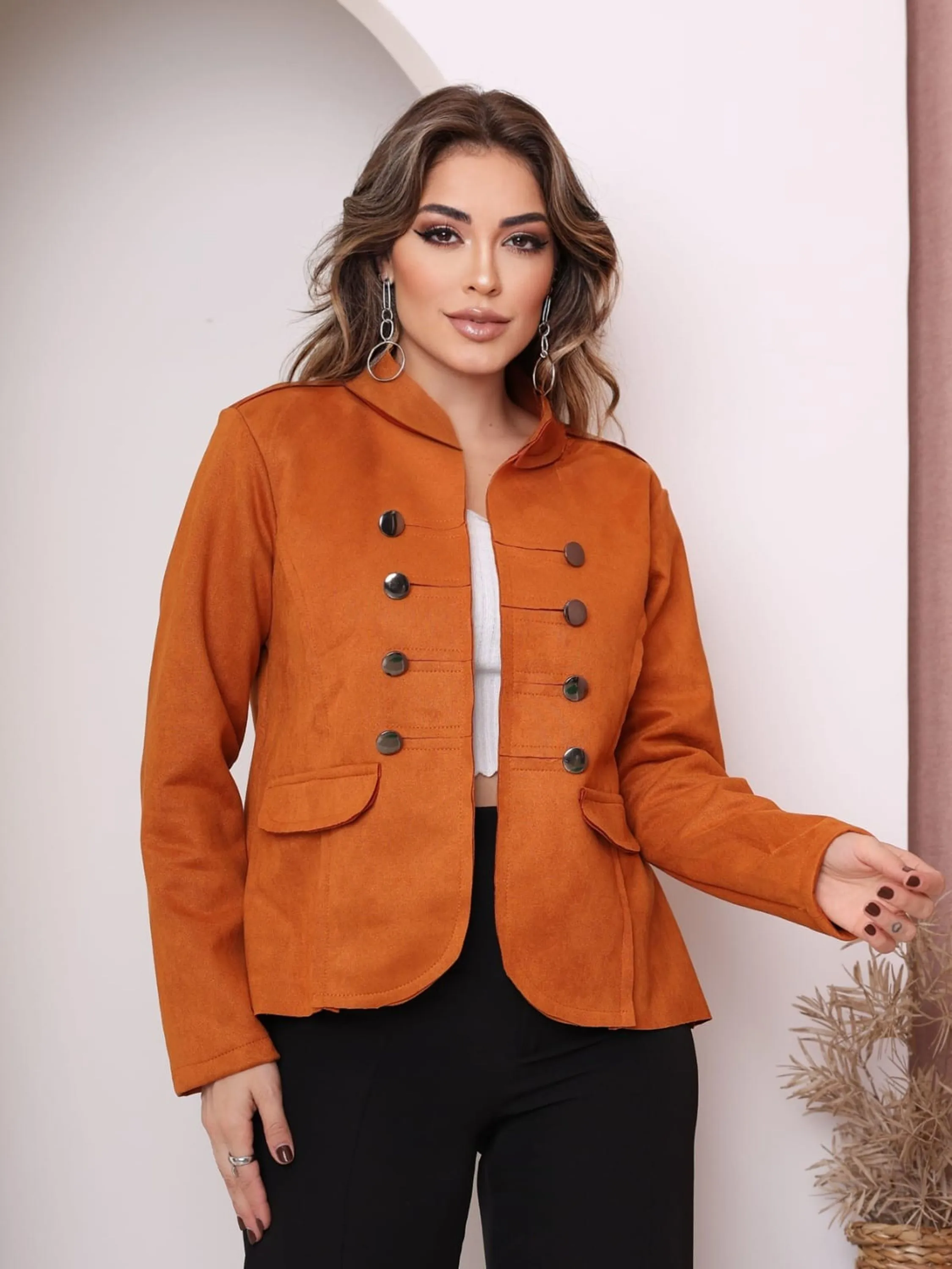 Blazer Suede Aberto com Botão