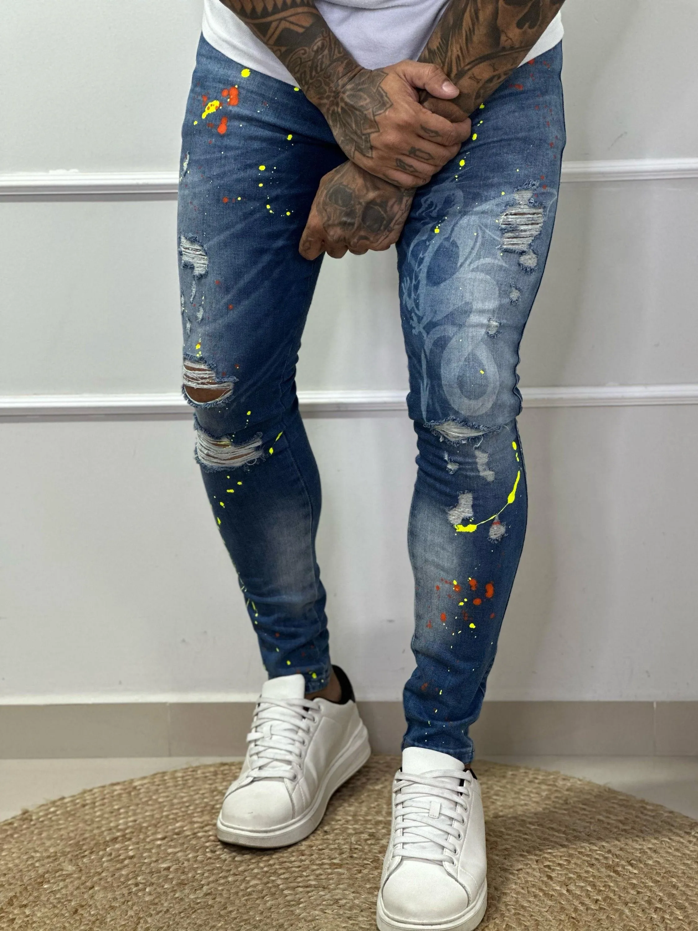 calça jeans skinny masculina jogador com elastano