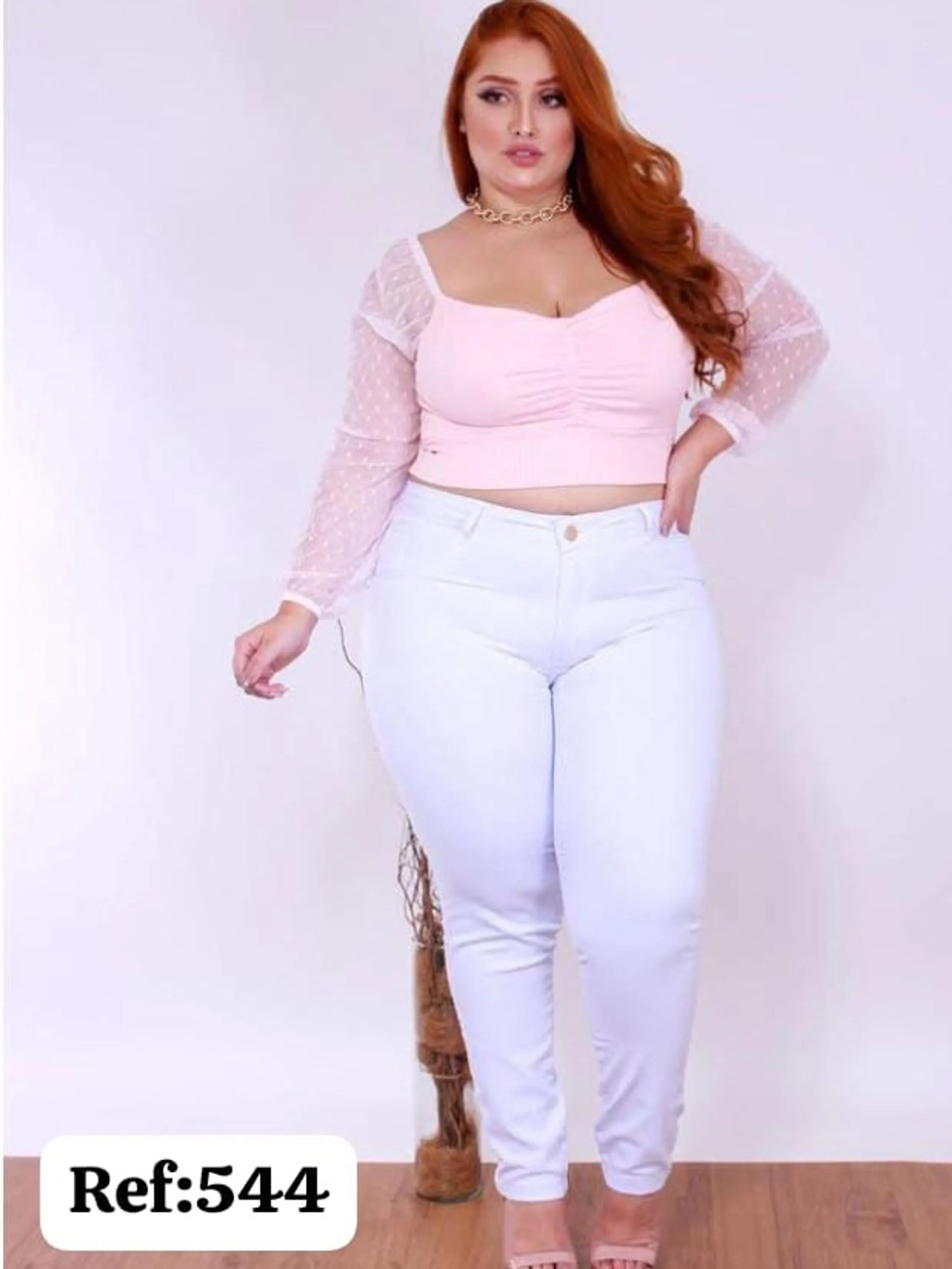 calça feminina de sarja plus size branca