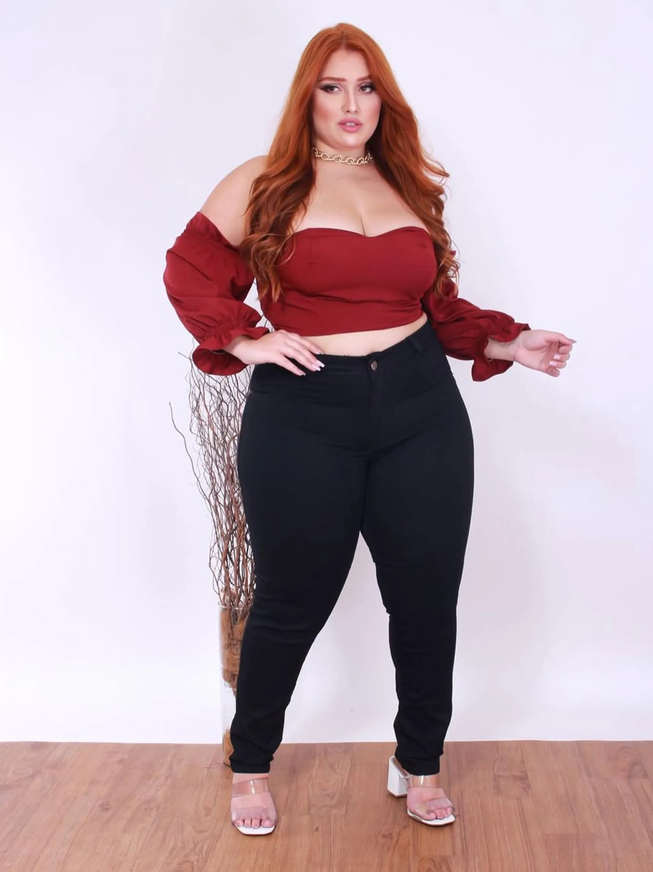 calça de sarja Plus Size feminina