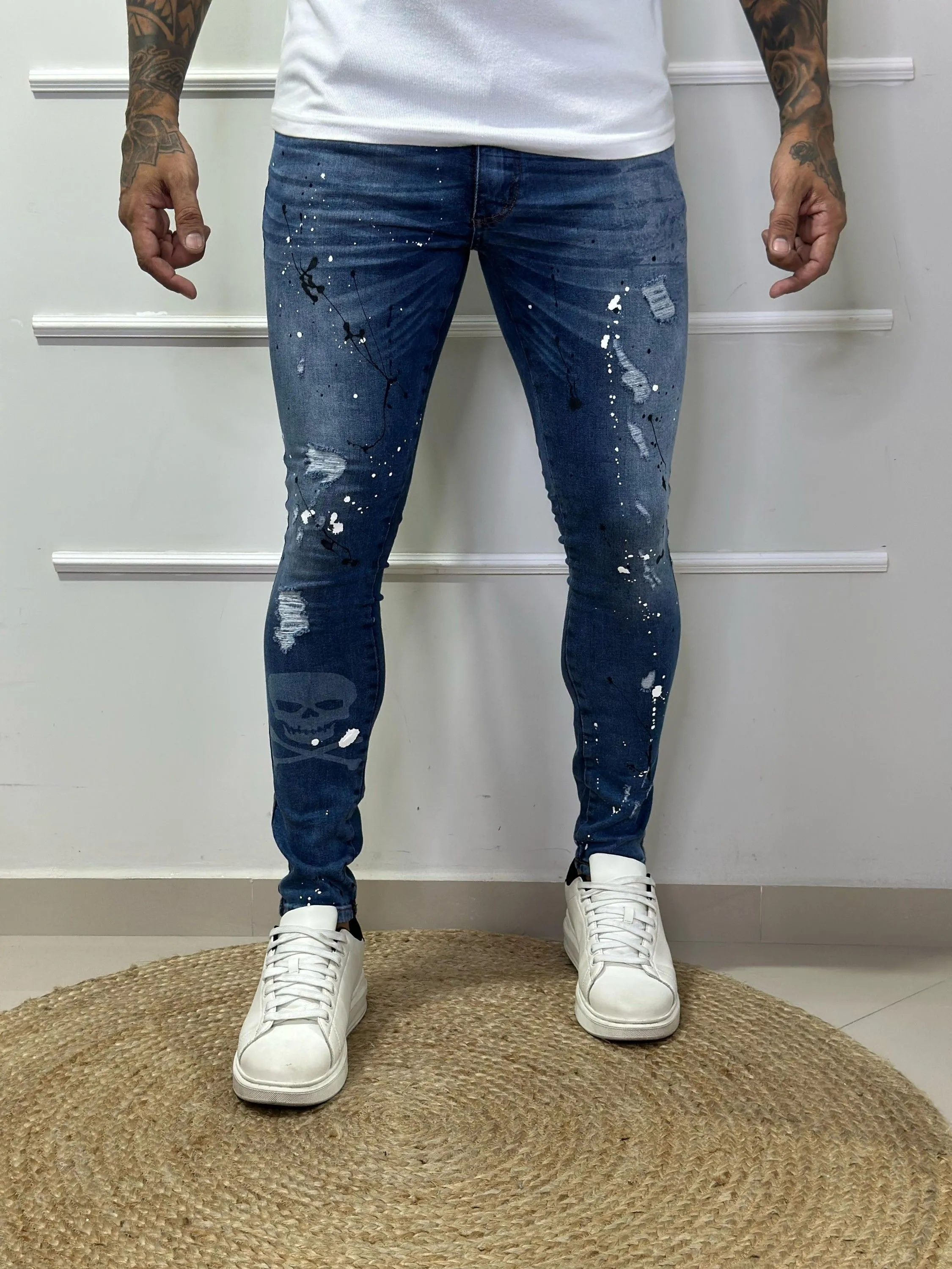 calça jeans skinny masculina jogador com elastano