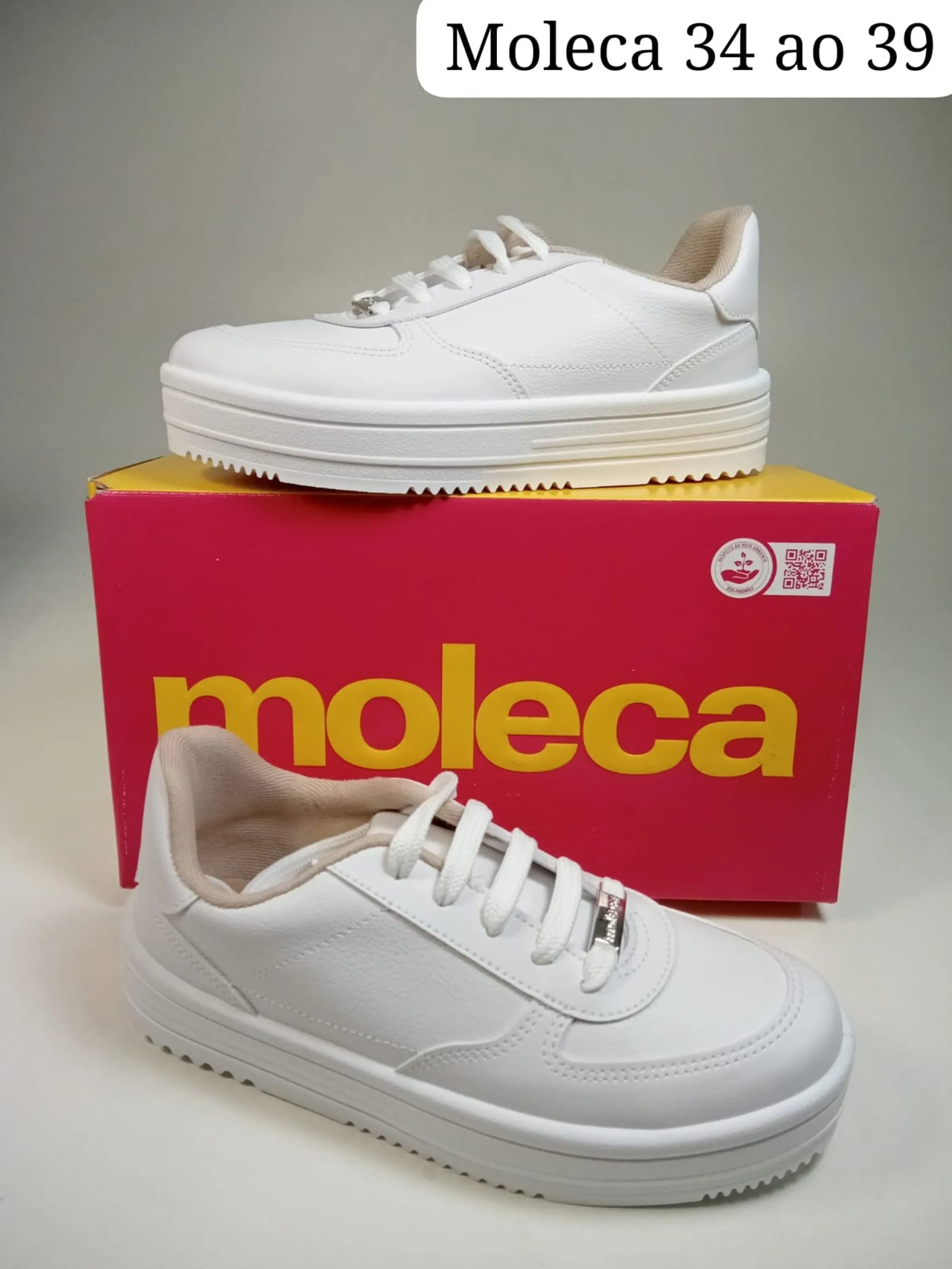 Tênis casual Moleca cor branco