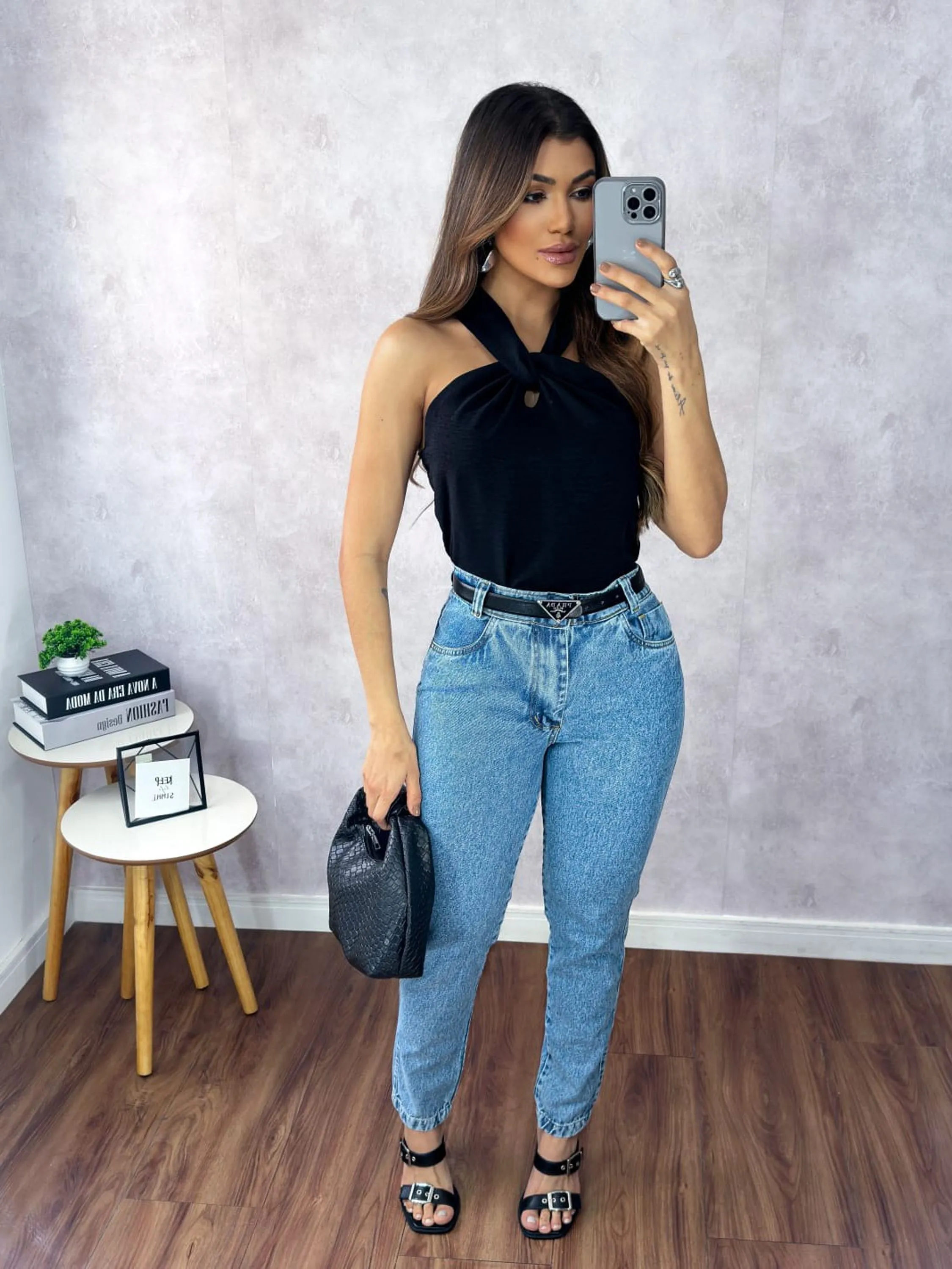 Calça mom jeans sem elastano