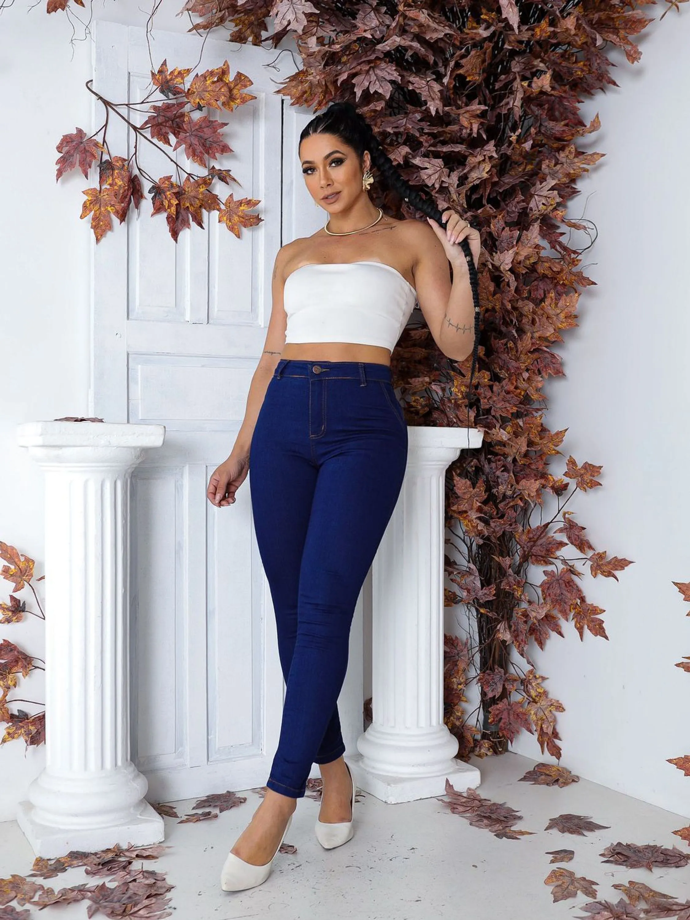Calça jeans skinny com elastano tam 36 ao 46