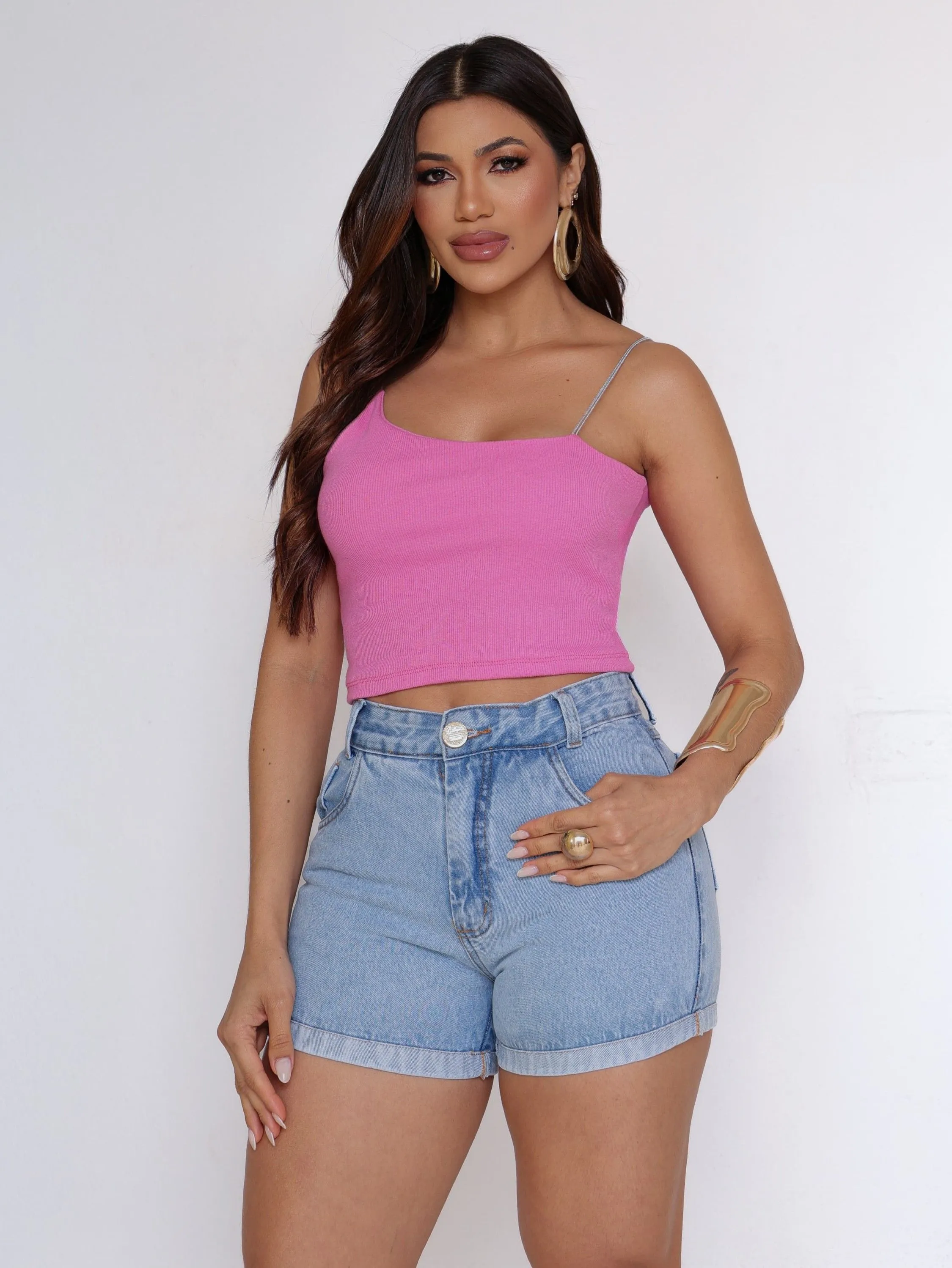 Shorts jeans Alta qualidade sem elastano bolso na frente