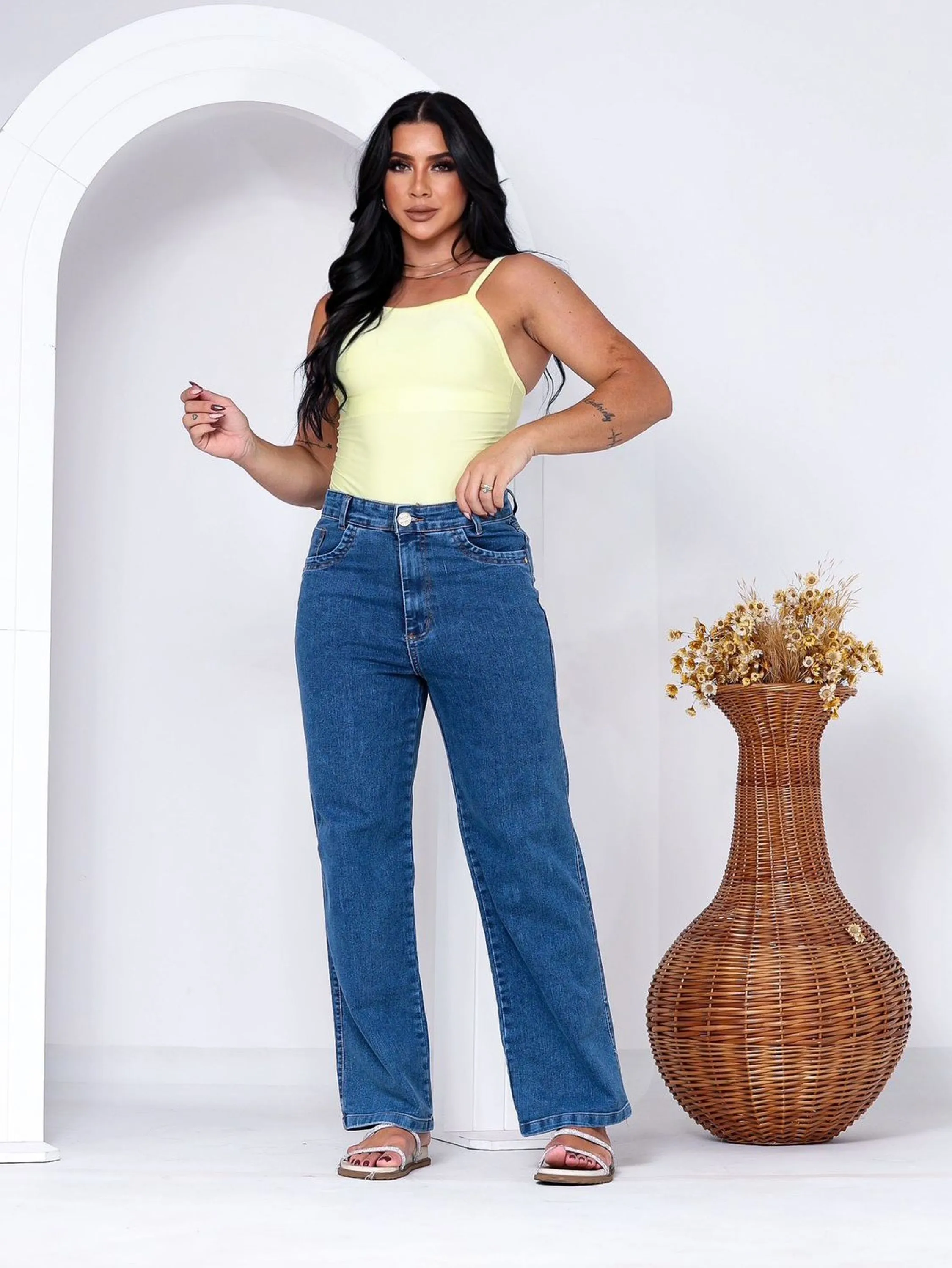 Calça Wide leg com elastano