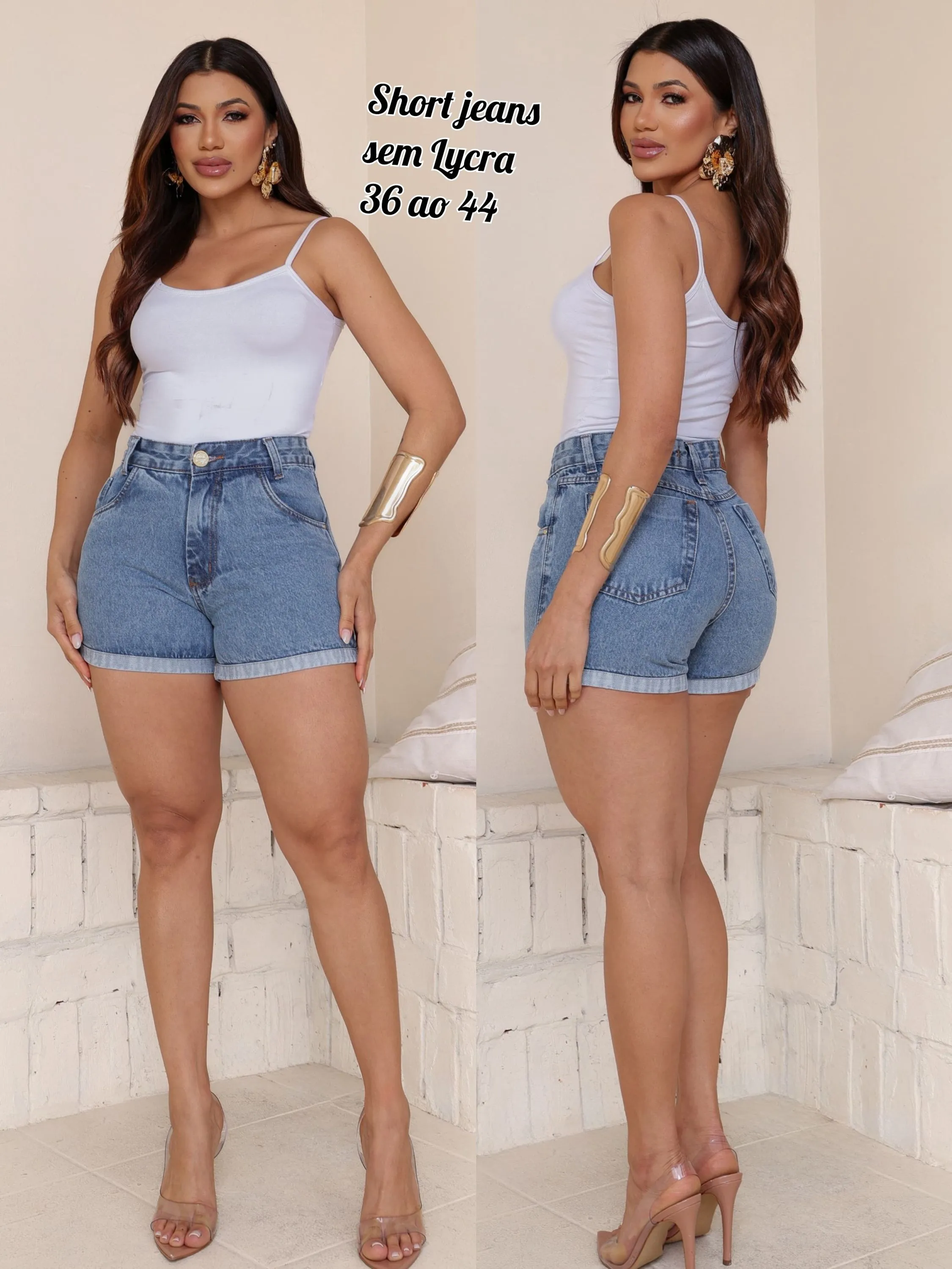 Shorts jeans alta qualidade bolso na frente