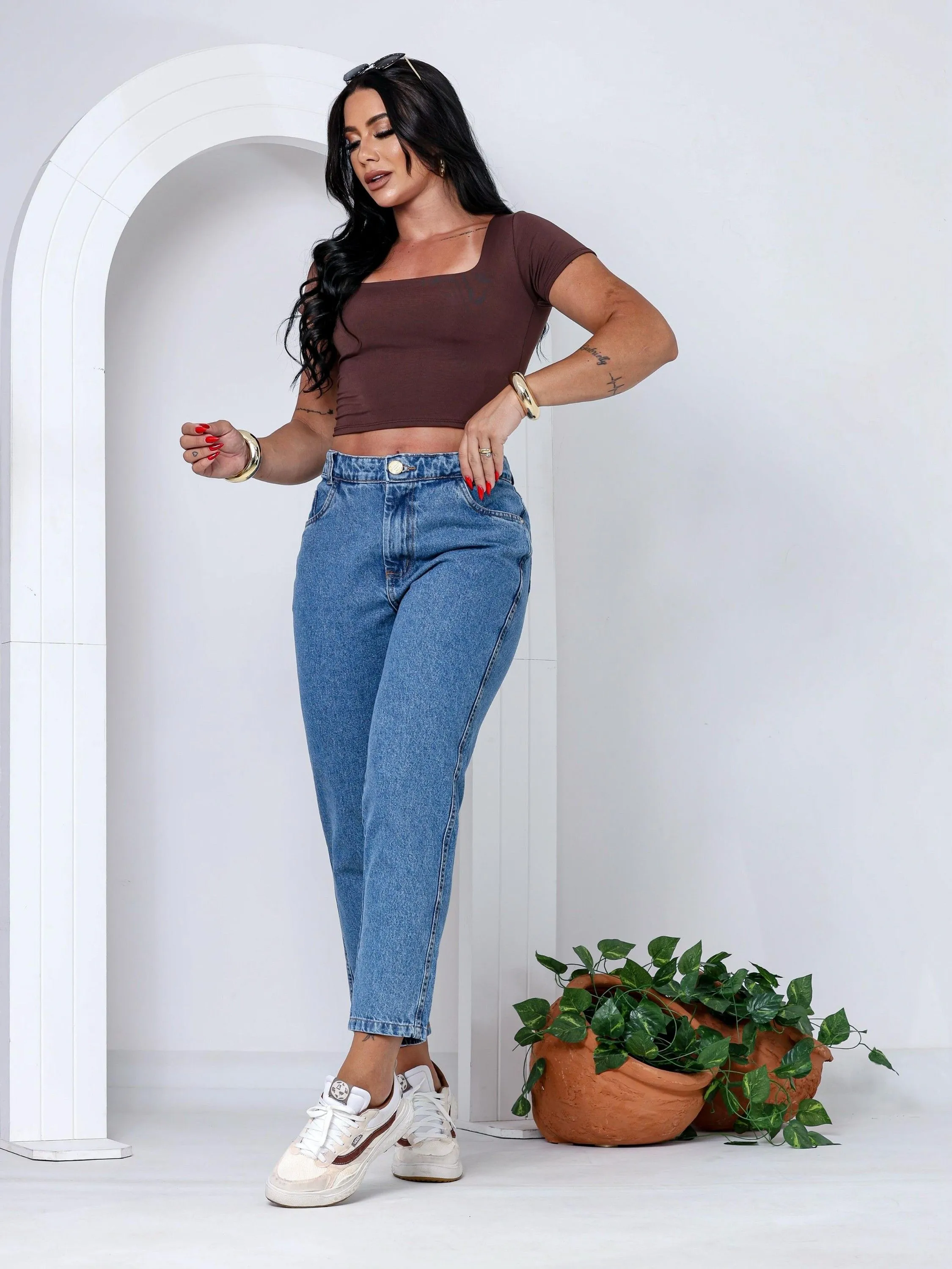 Calça mom jeans 11oz