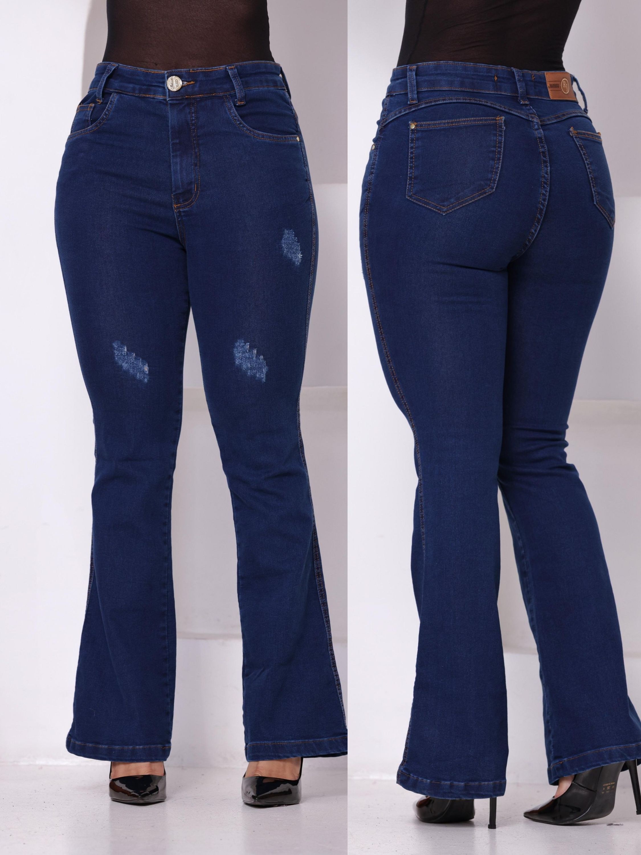 Calça jeans flare com elastano tam 36 ao 46