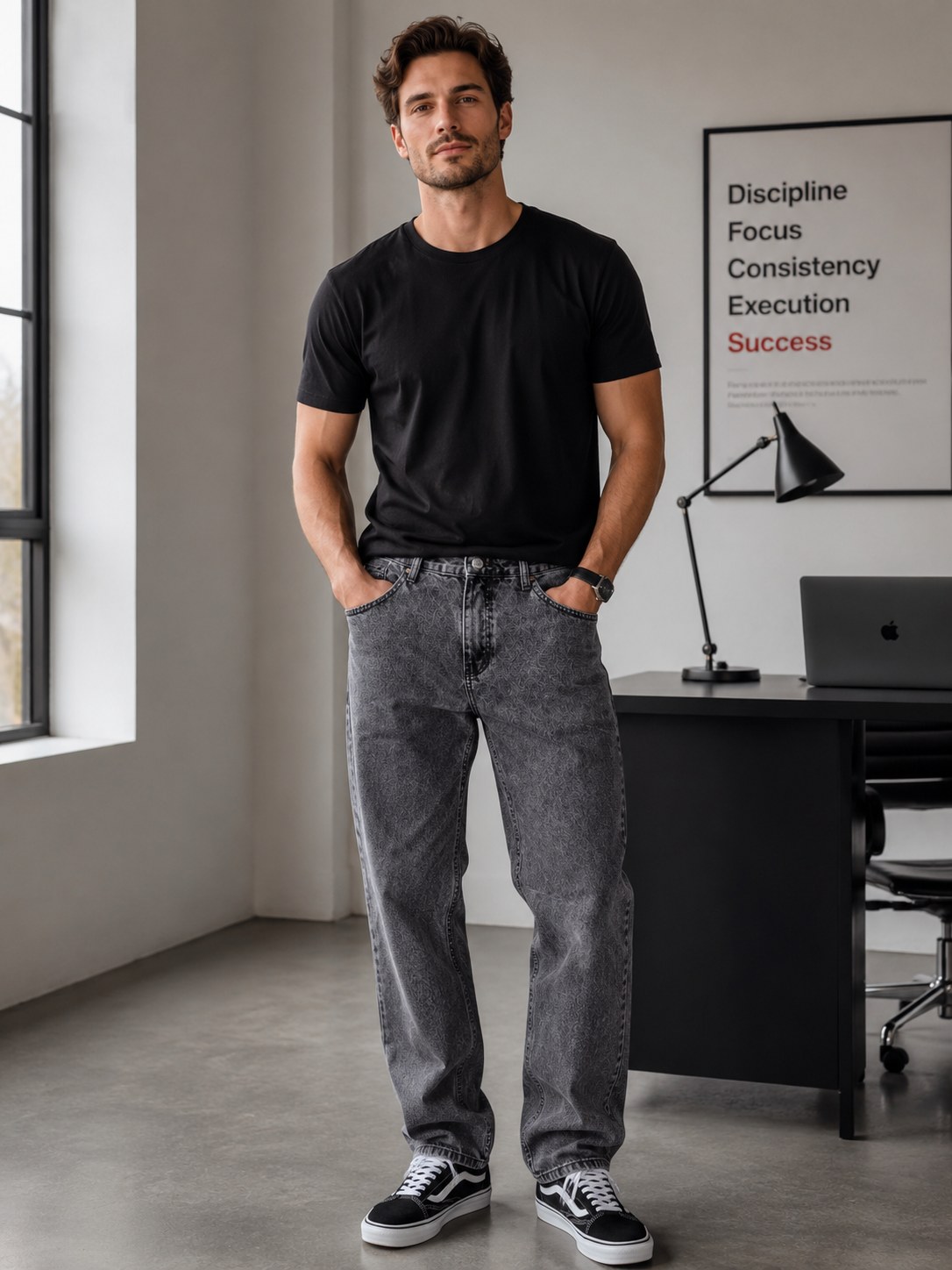 Calça baggy masculina sem elastano