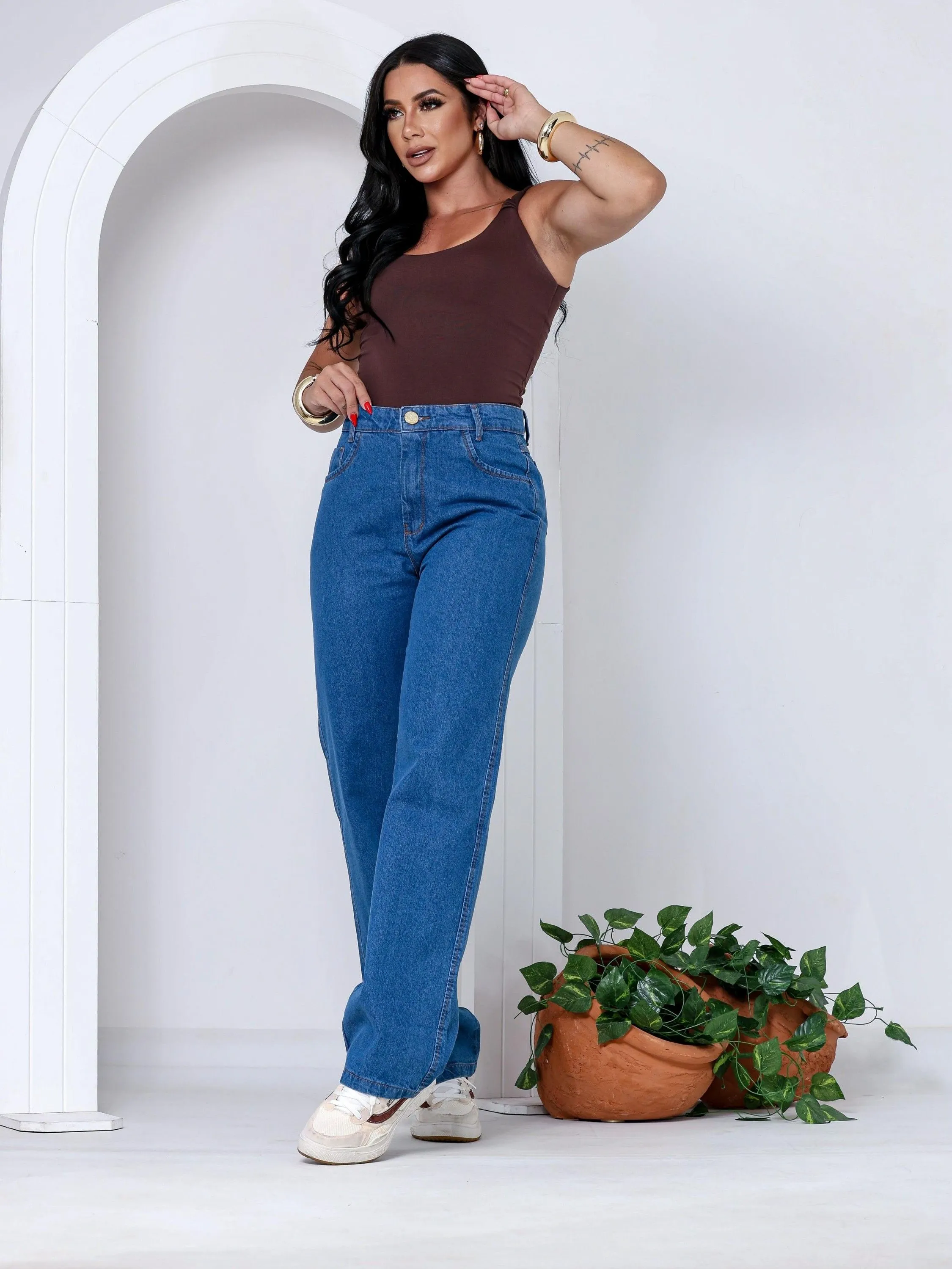 Calça wide leg pants