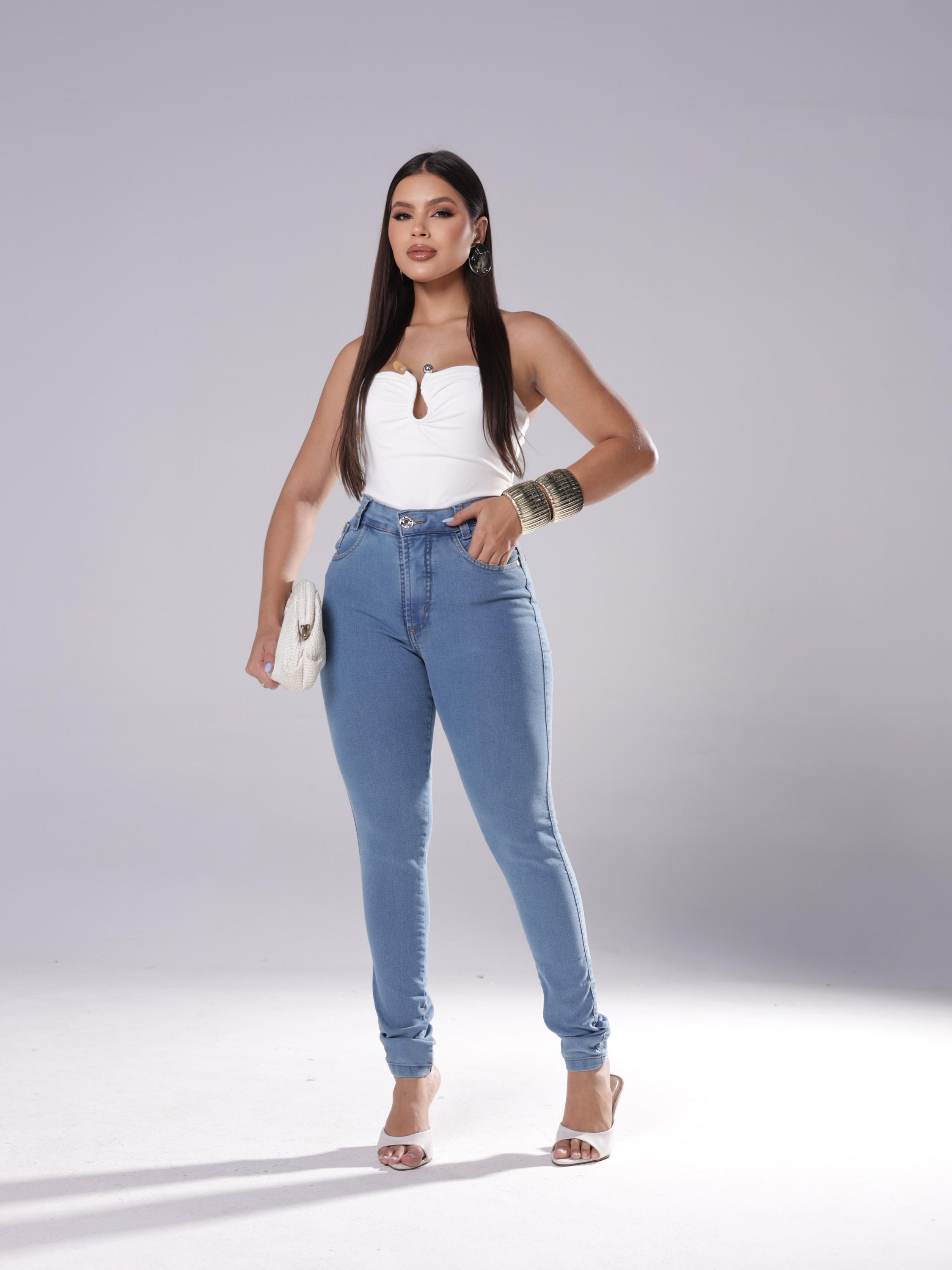 Calça skinny Premium lycra bolso na frente