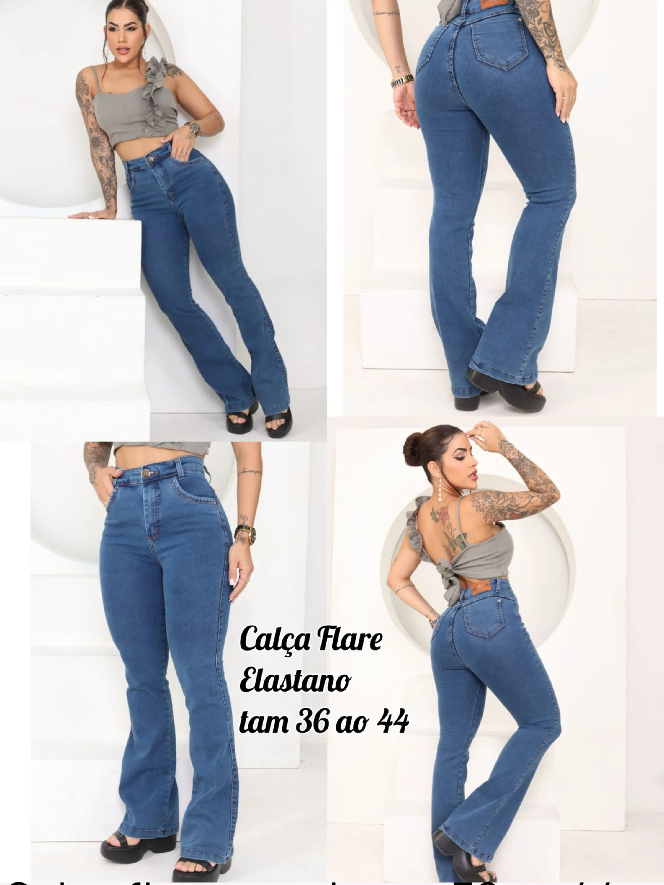 Calça flare com Elastano