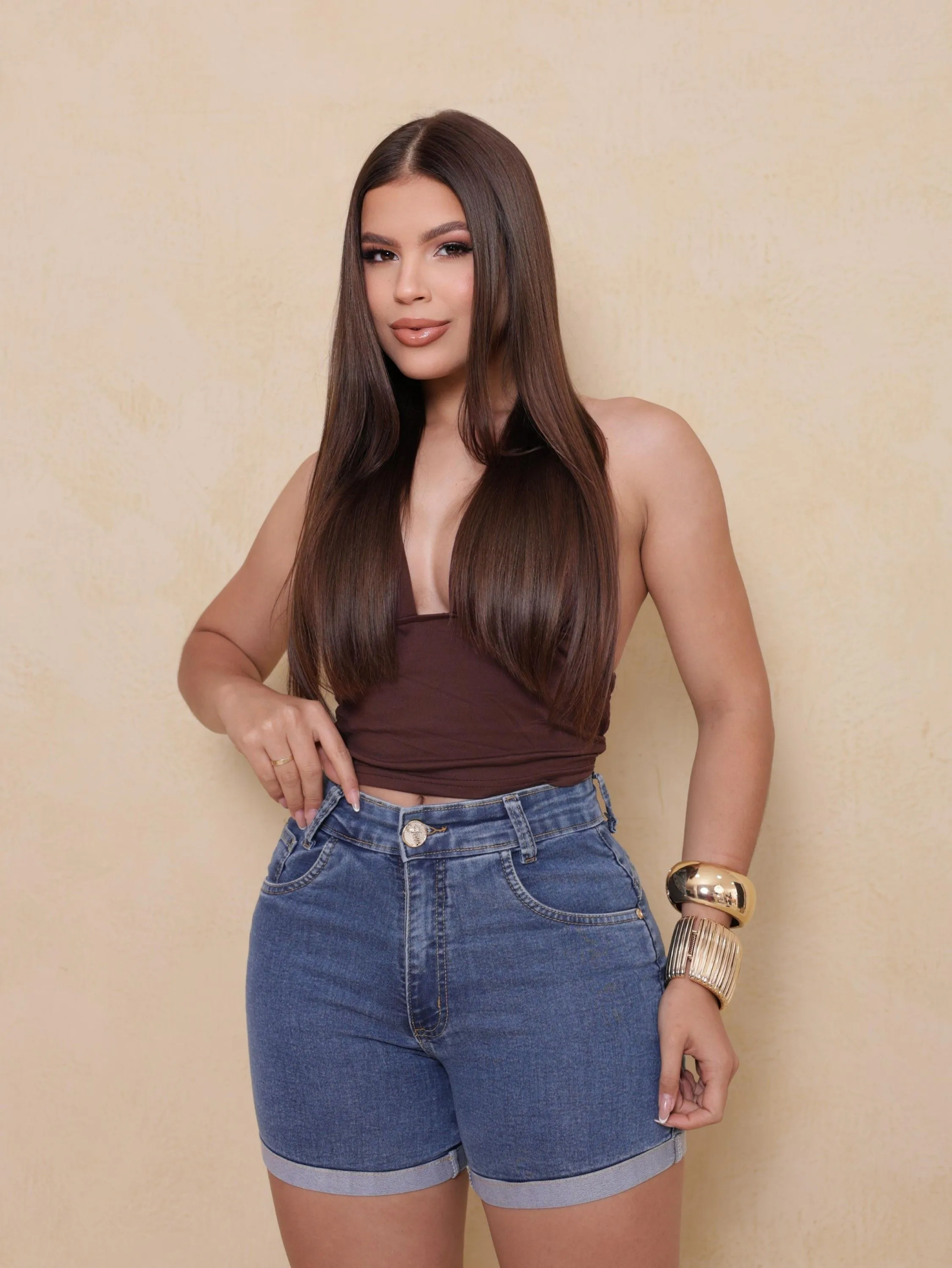 Shorts jeans alta qualidade com elastano bolso na frente