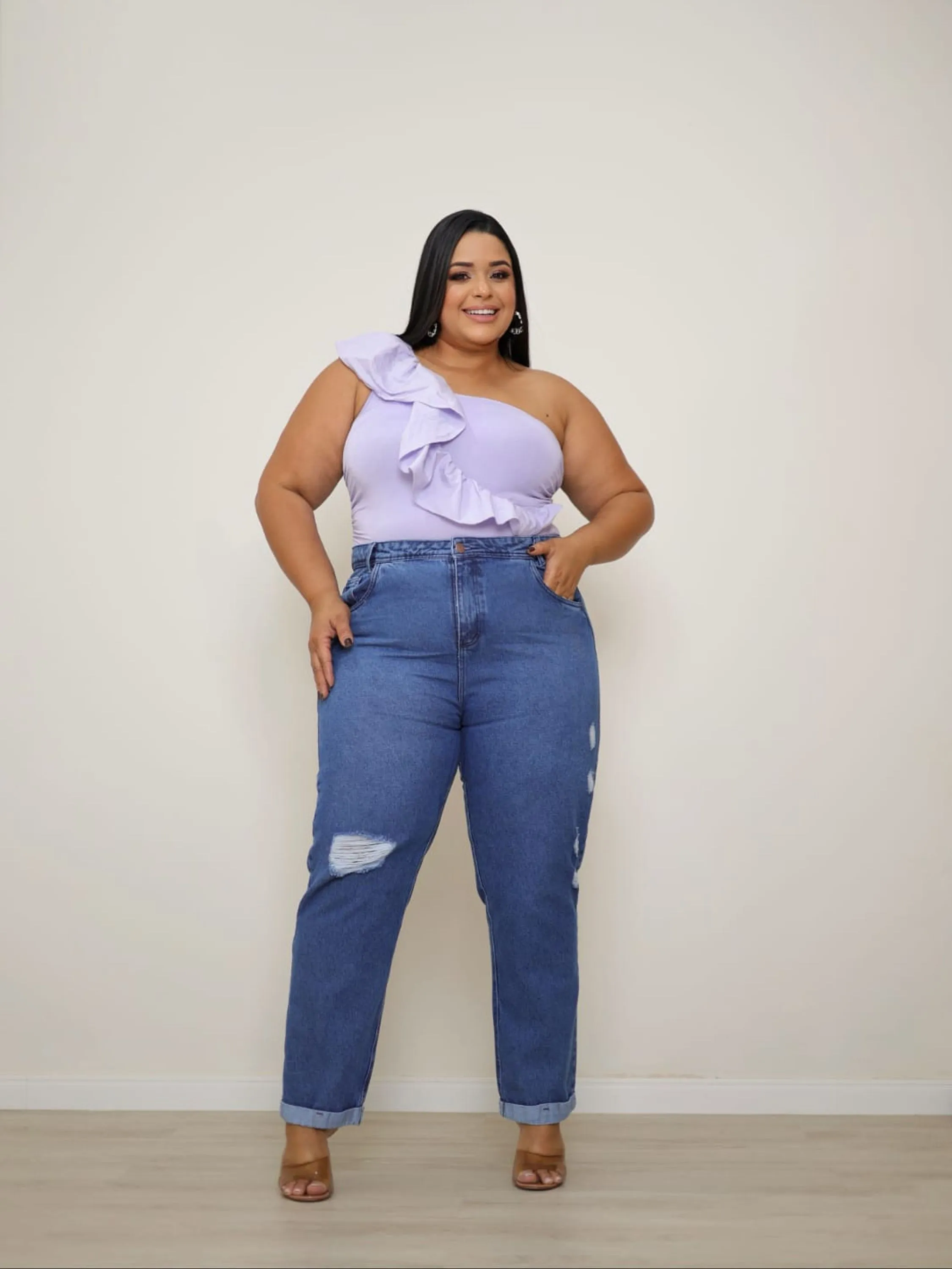 CALÇA MOM JEANS PLUS SIZE SEM ELASTANO TAM 46 AO 54