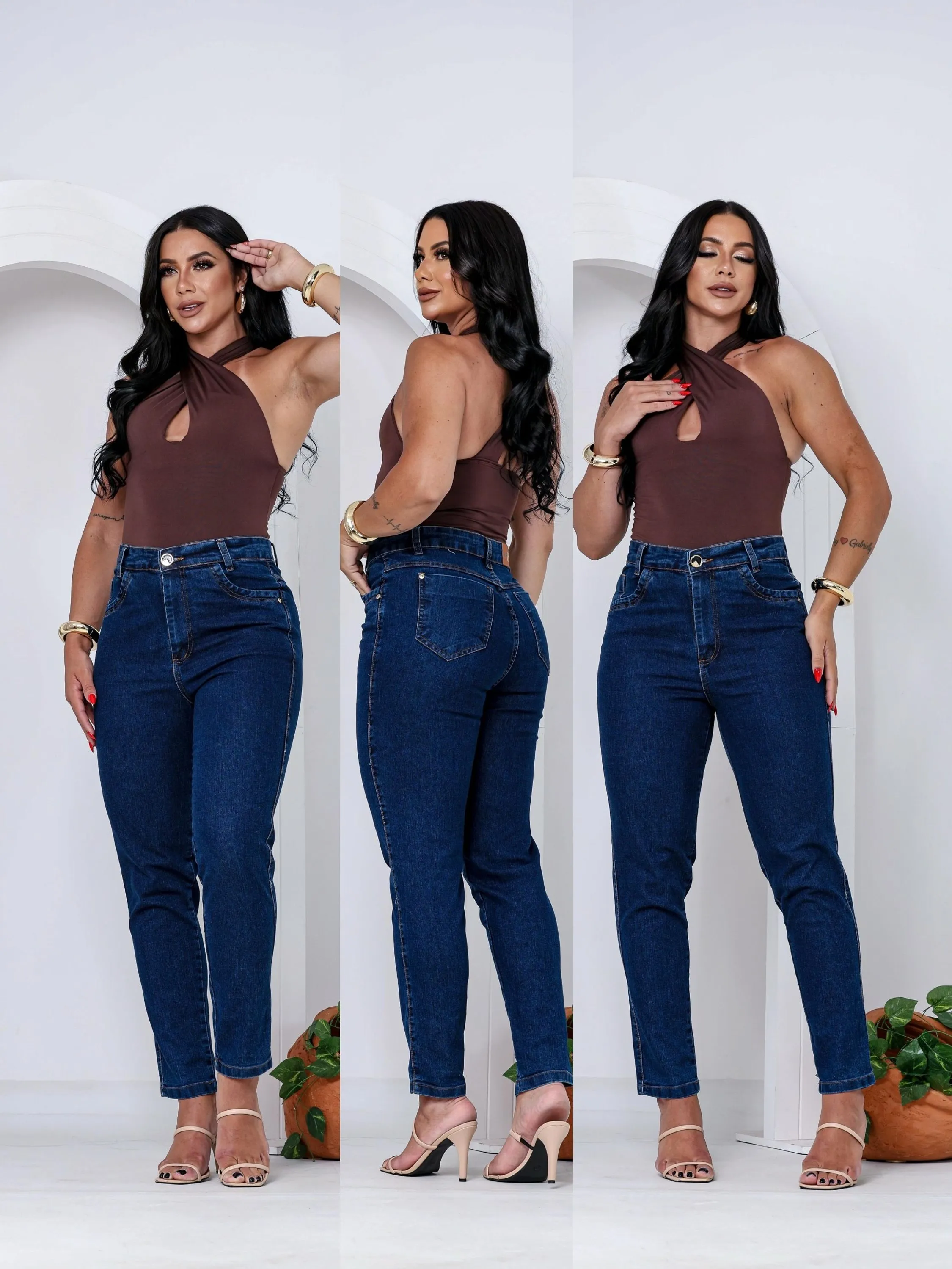 Calça mom jeans com elastano confortável