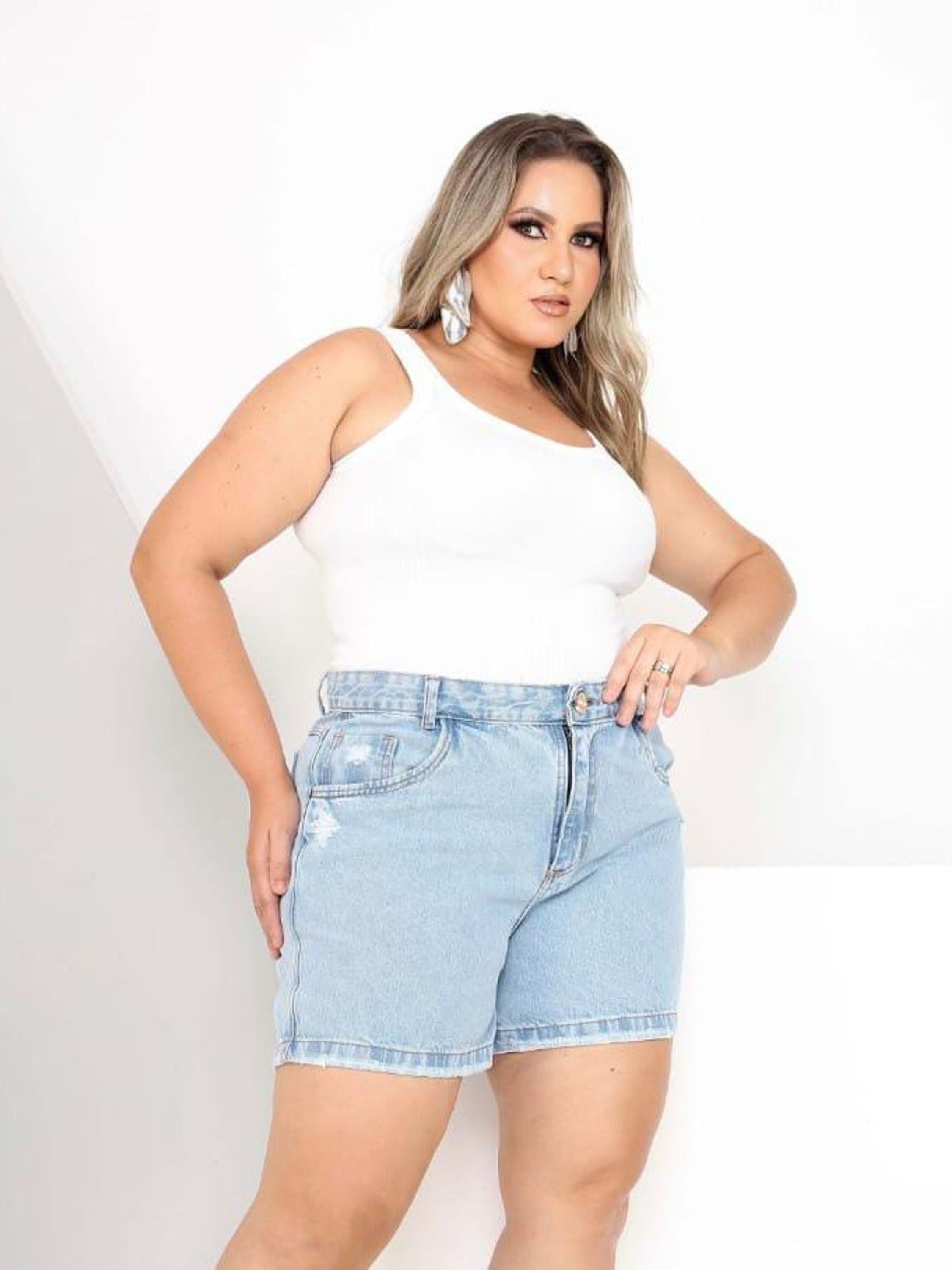 Shorts jeans Plus Alta qualidade sem Lycra bolso na frente