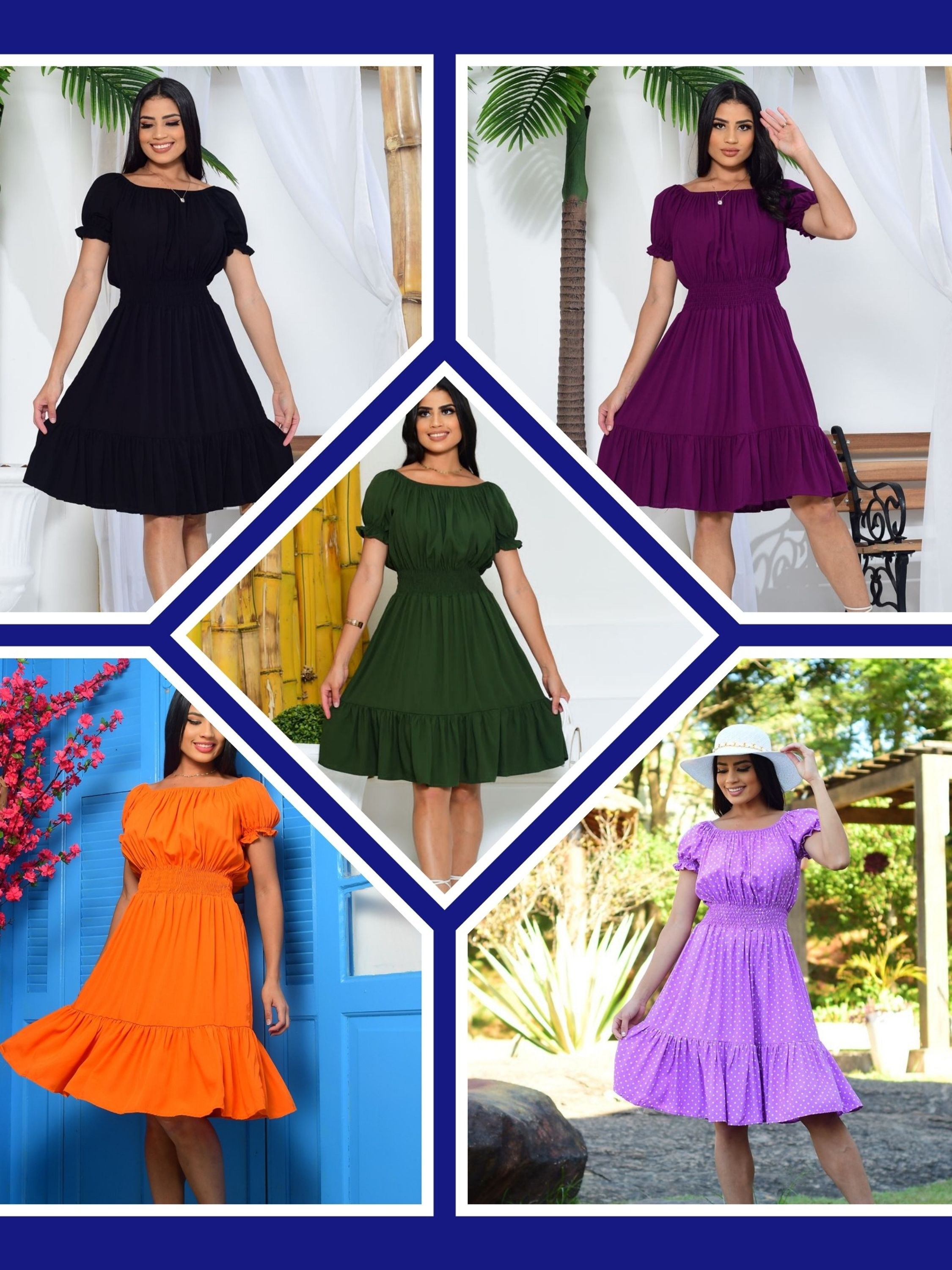 Vestido femenino evangélico manga bufante lastex na cintura