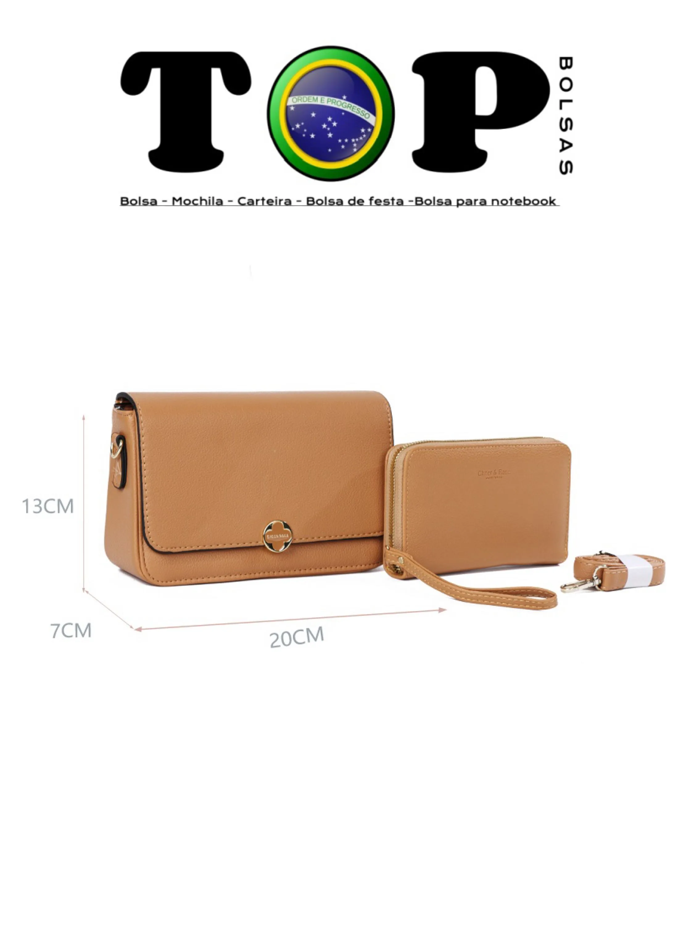 BOLSAS/Kit Bolsinha Transversal+Carteira D71-B#CR-2123