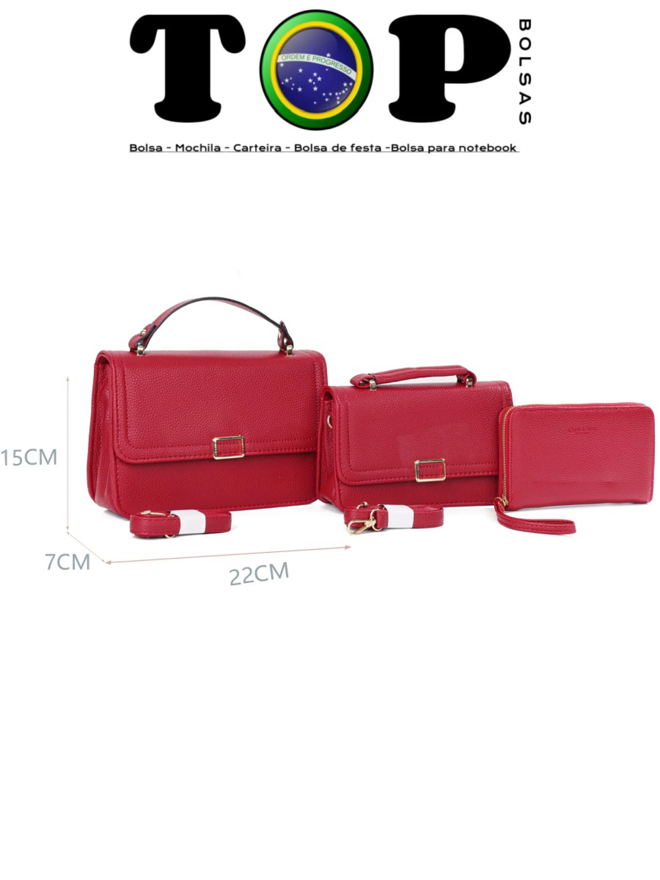 3 Kit bolsa transversal bolsa feminina C61-A #CR-2151