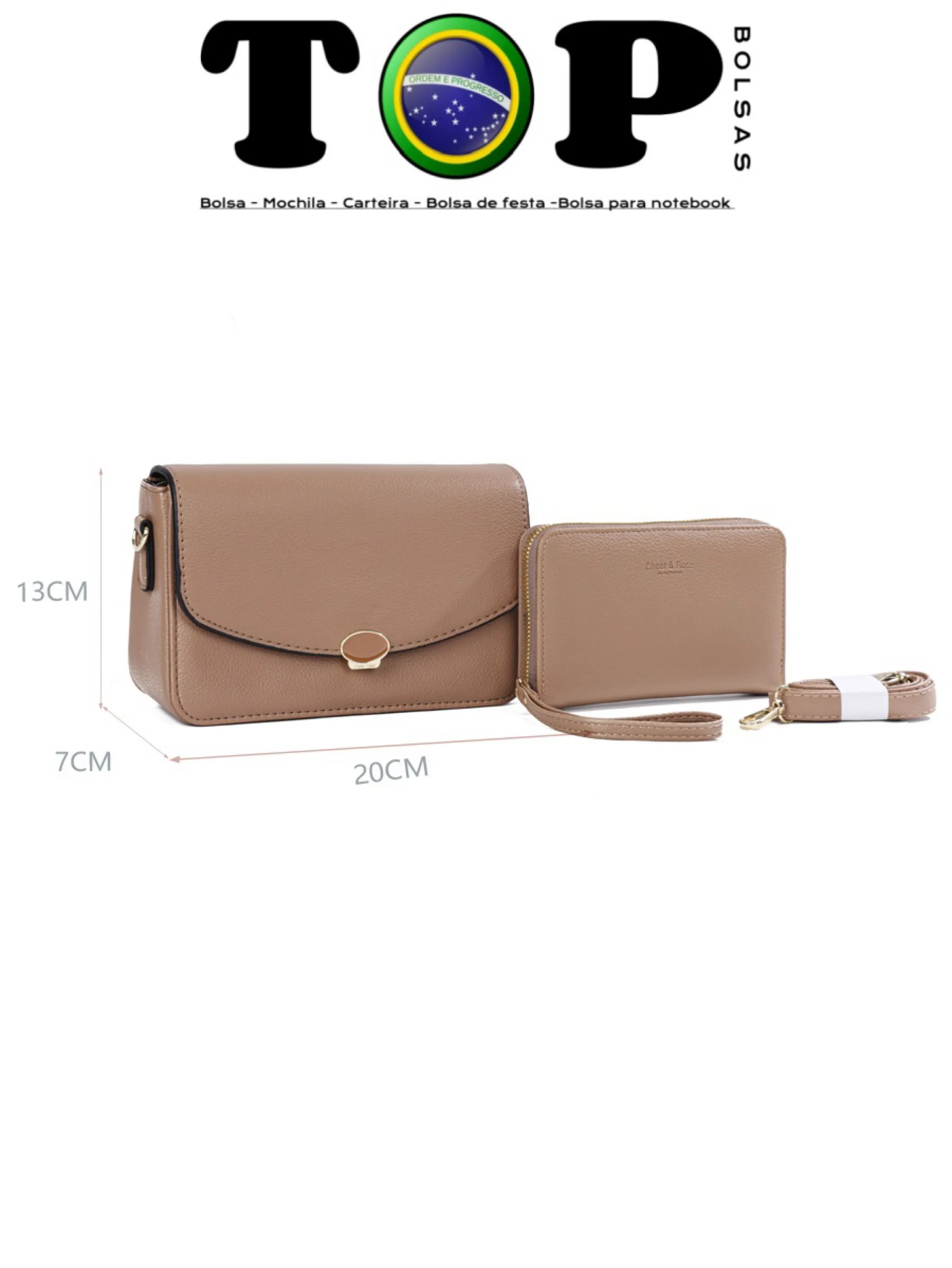 BOLSAS/Kit Bolsinha Transversal+Carteira D61-A#CR-2124