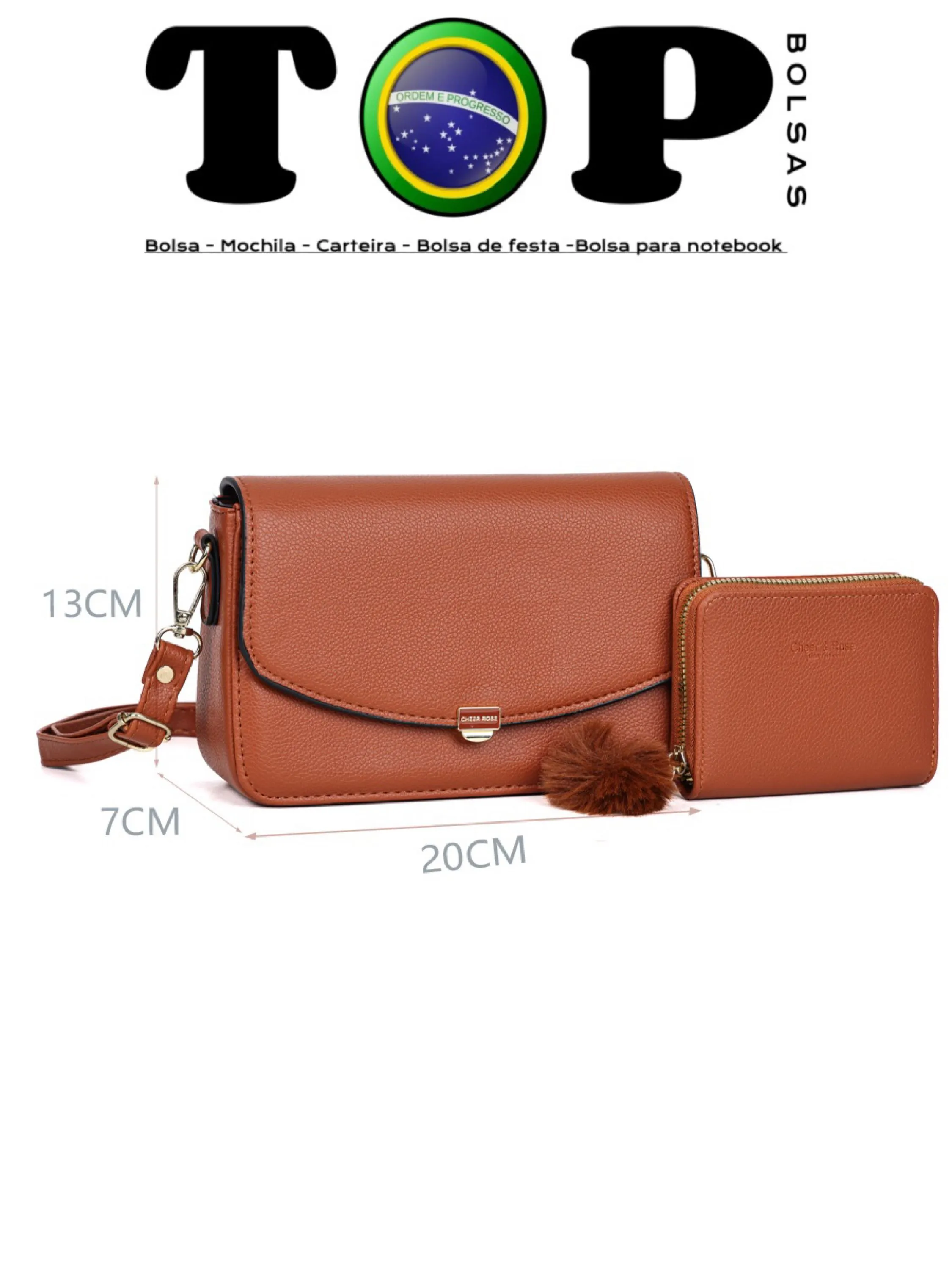 2 Kit Bolsa Transversal + Carteira D61-B#CRB-3094