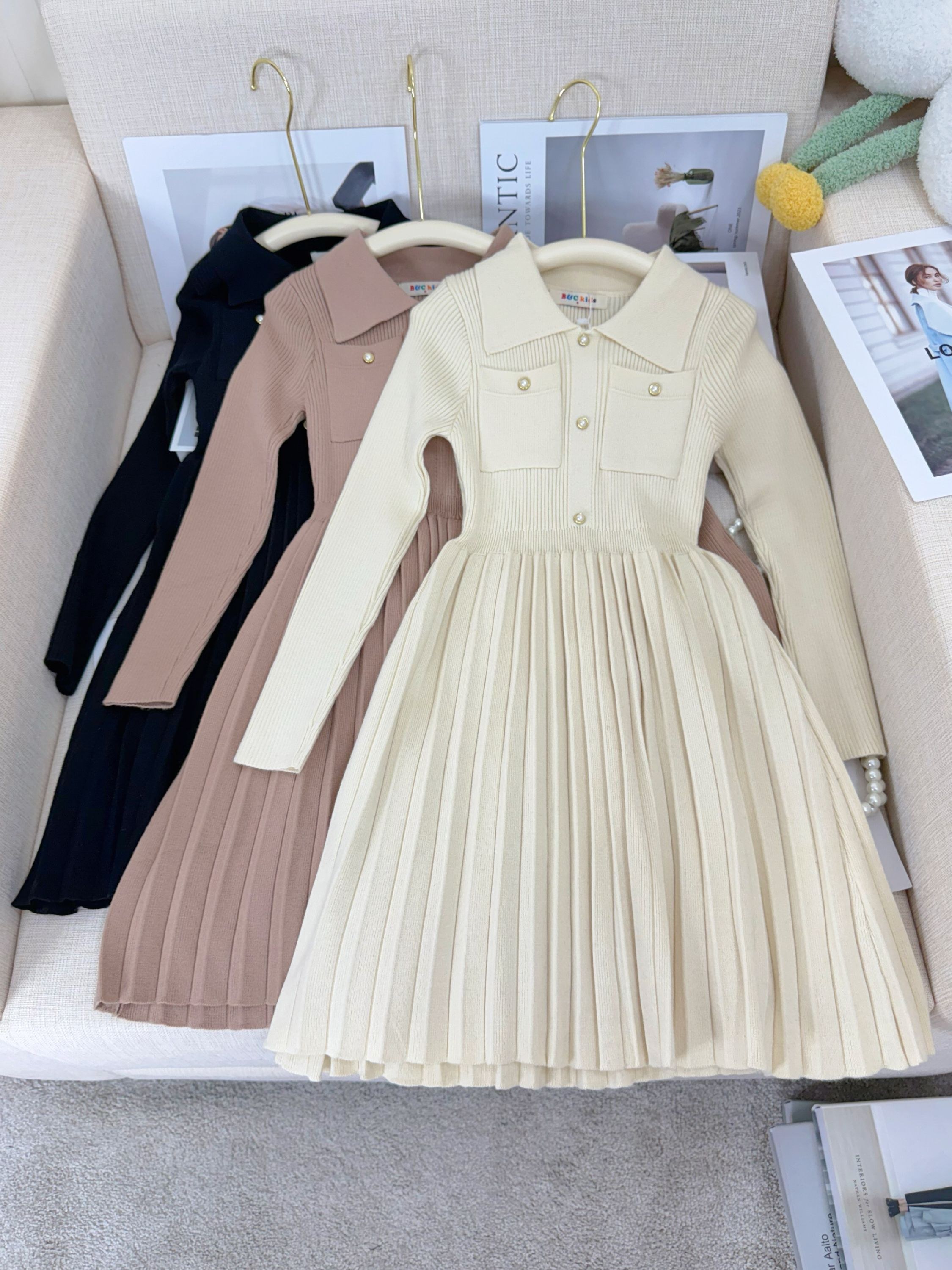 Fancy kids vestidos tricô longa