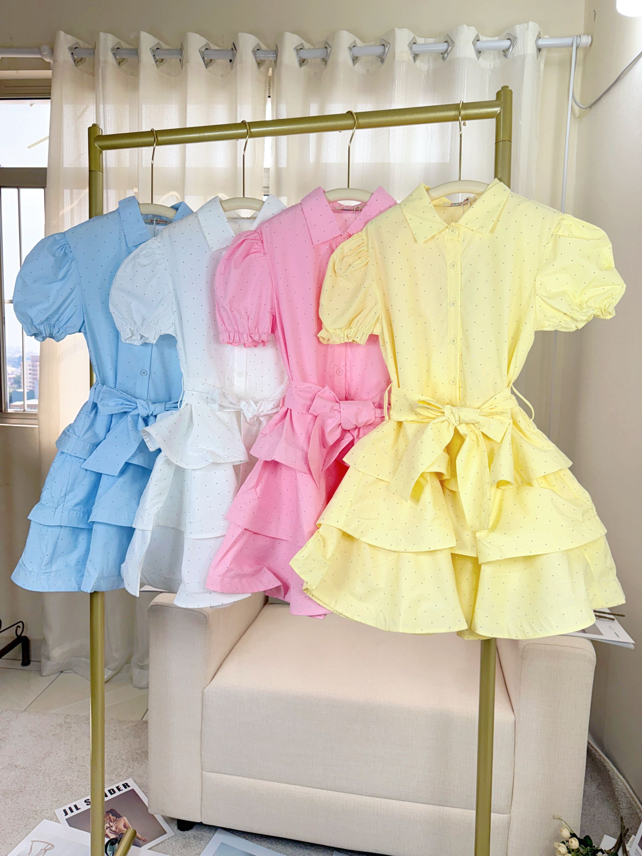 Fancy kids vestido tricoline brilho