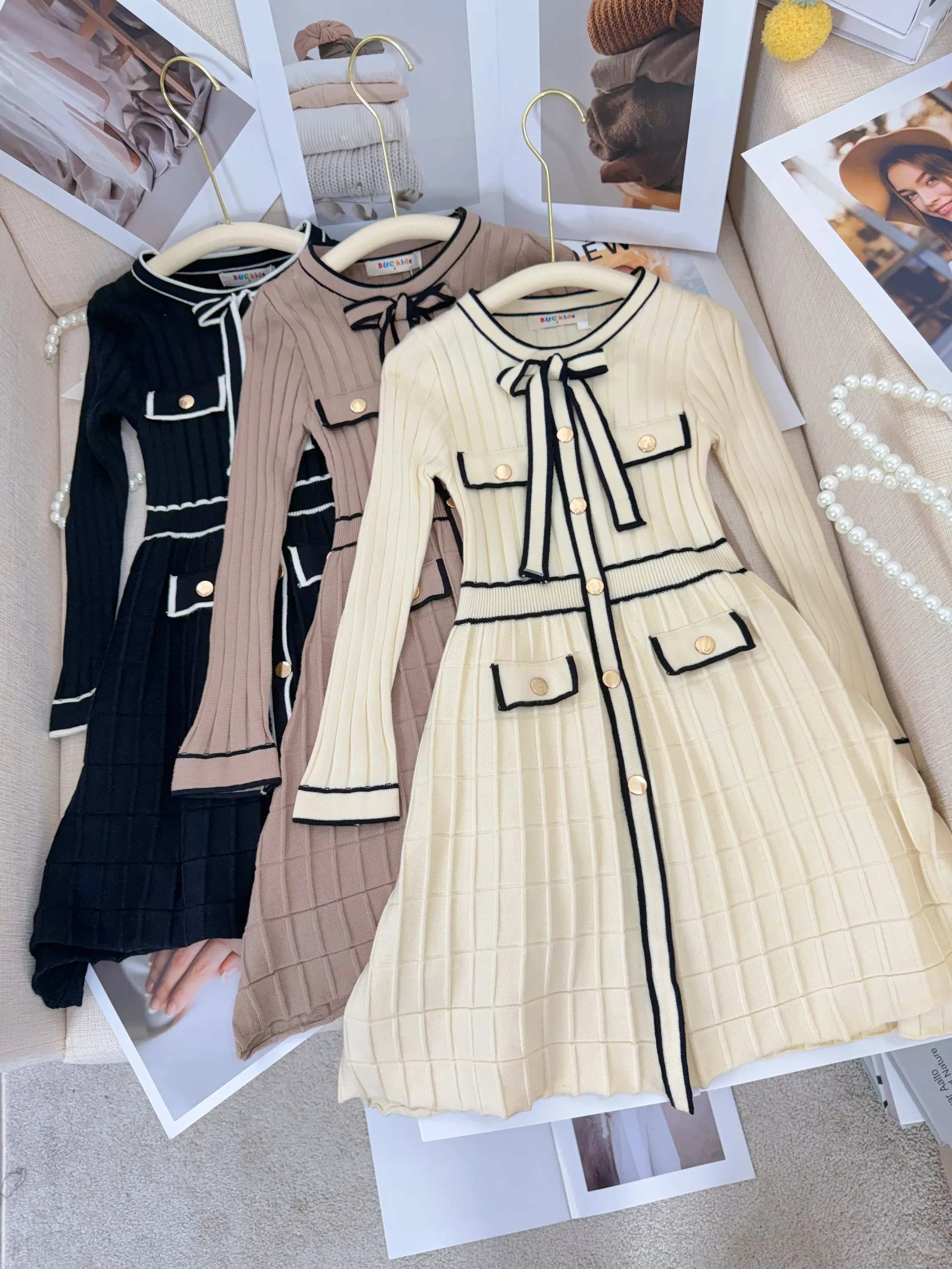 Fancy kids vestido tricô modal