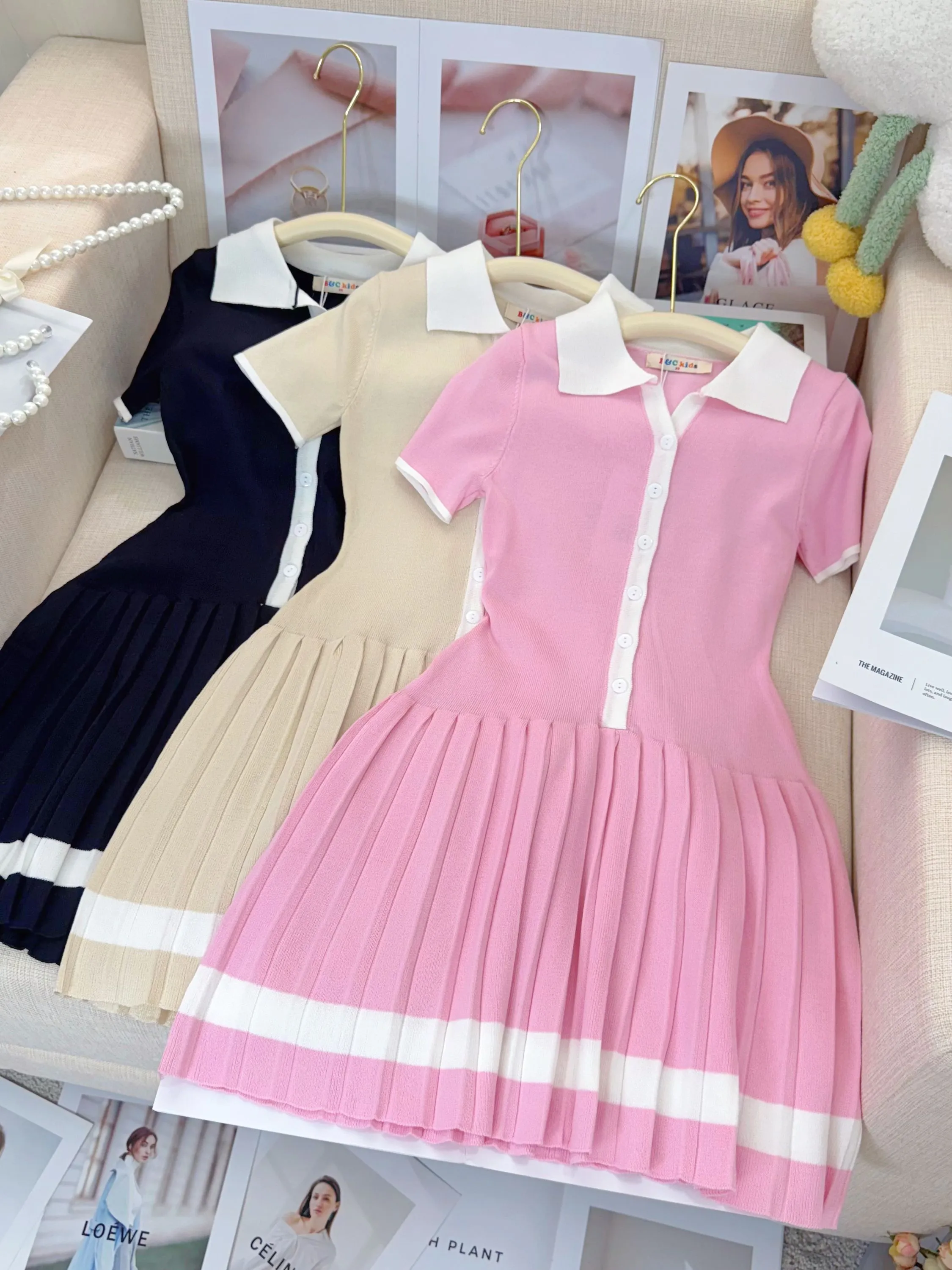 Fancy kids vestido modal tricô fofo