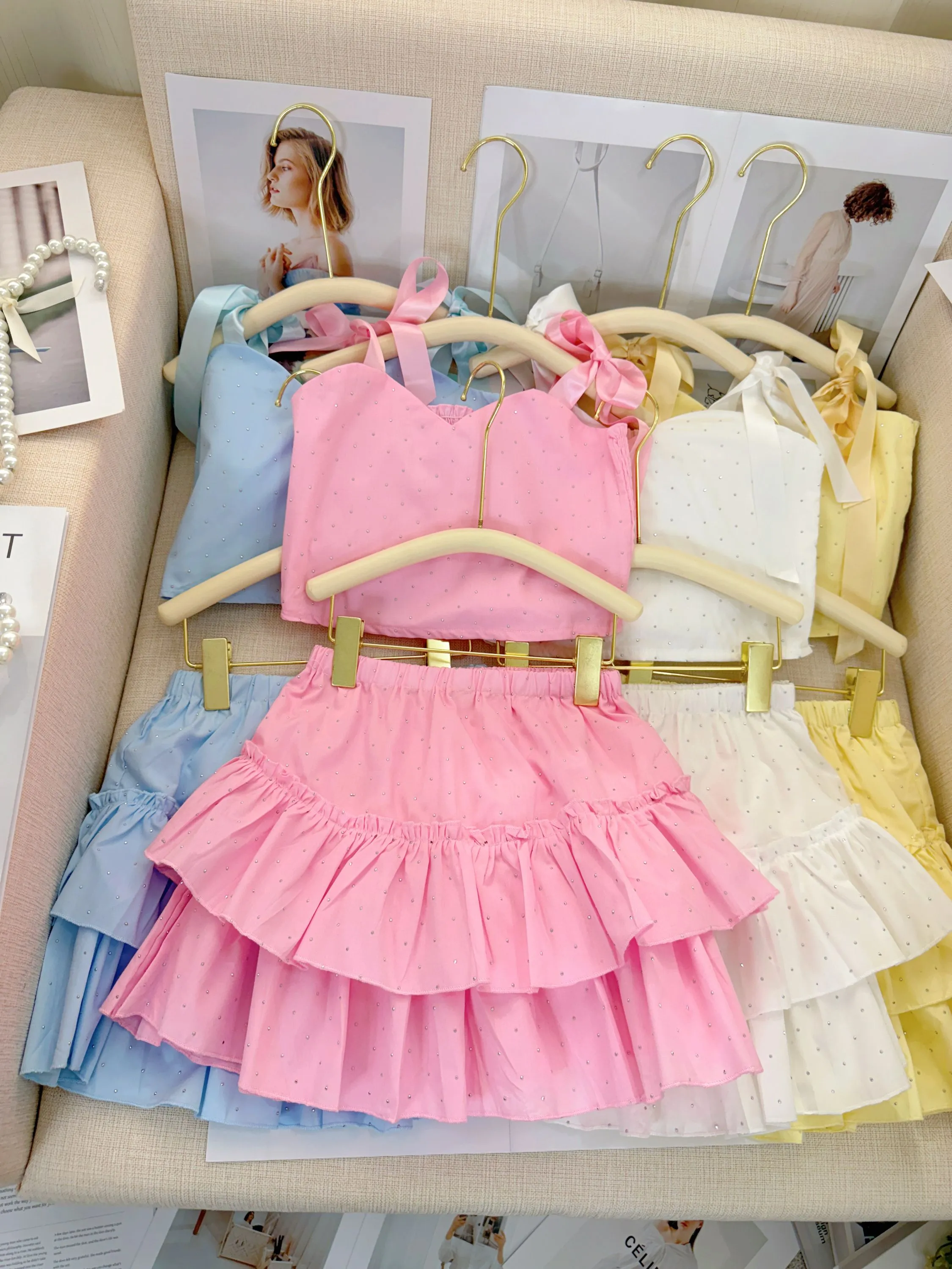 Fancy kids conjunto top com saia brilho