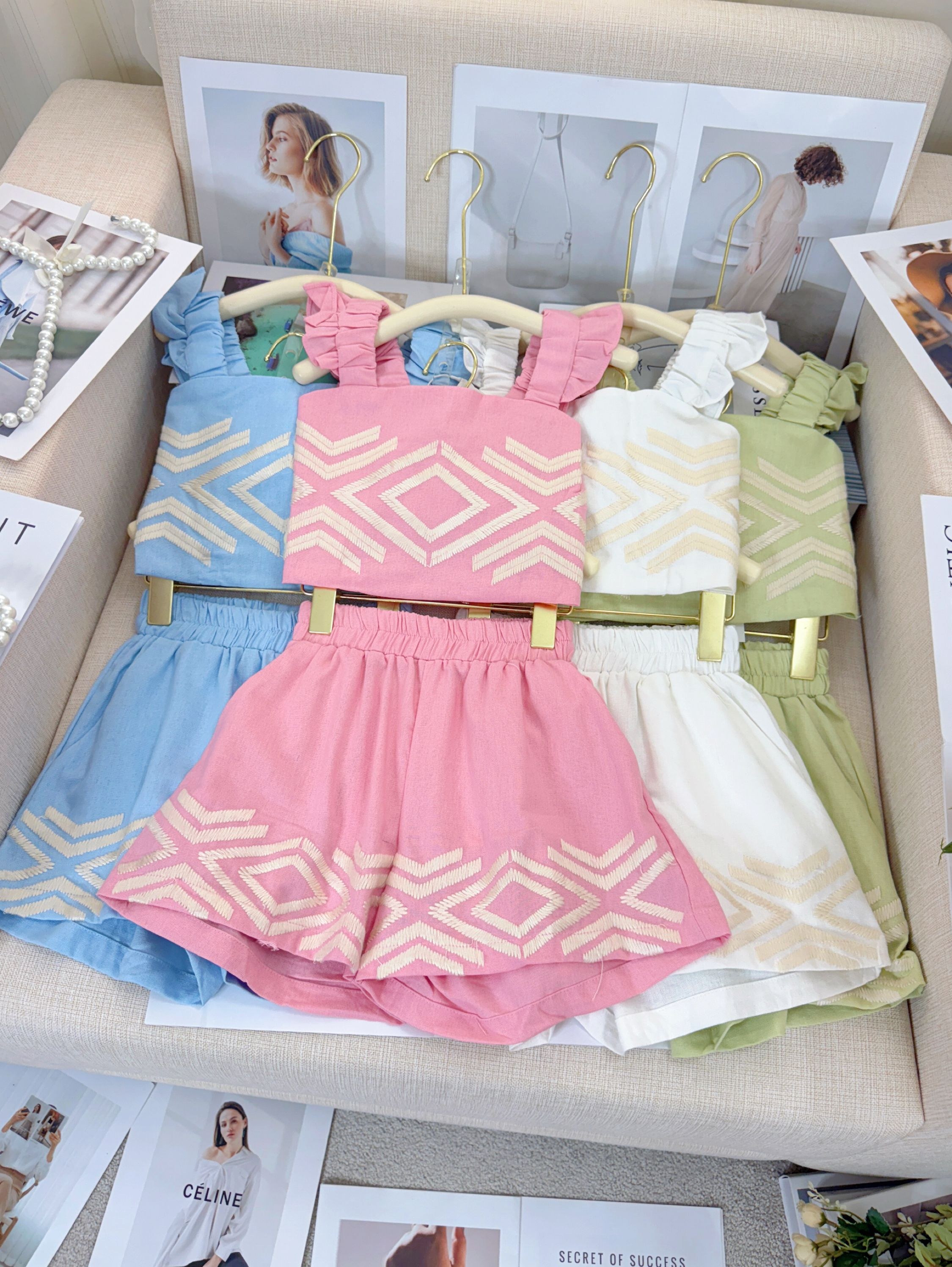 Fancy kids conjunto linho top com short