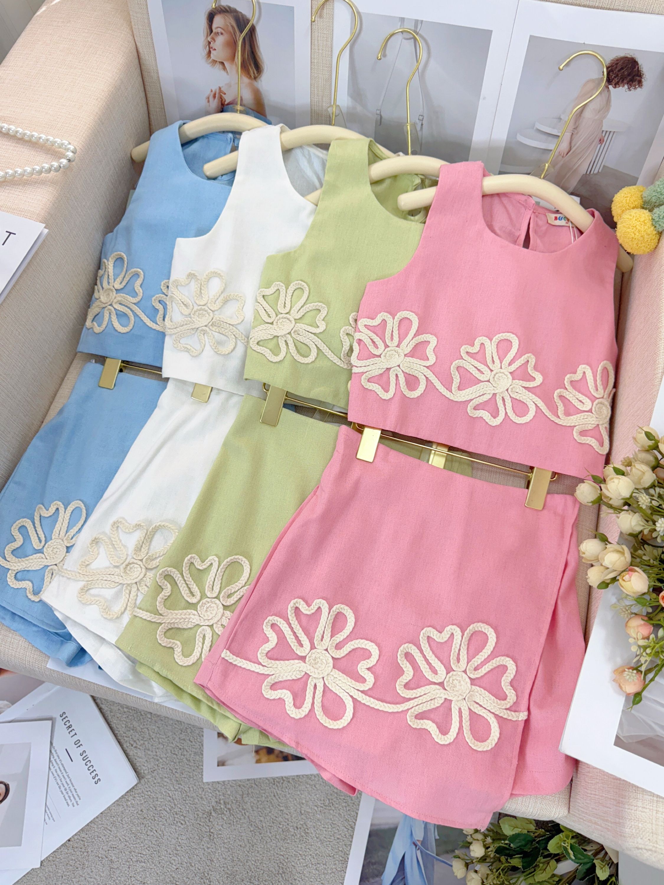 Fancy kids conjunto linho cropped com short saia