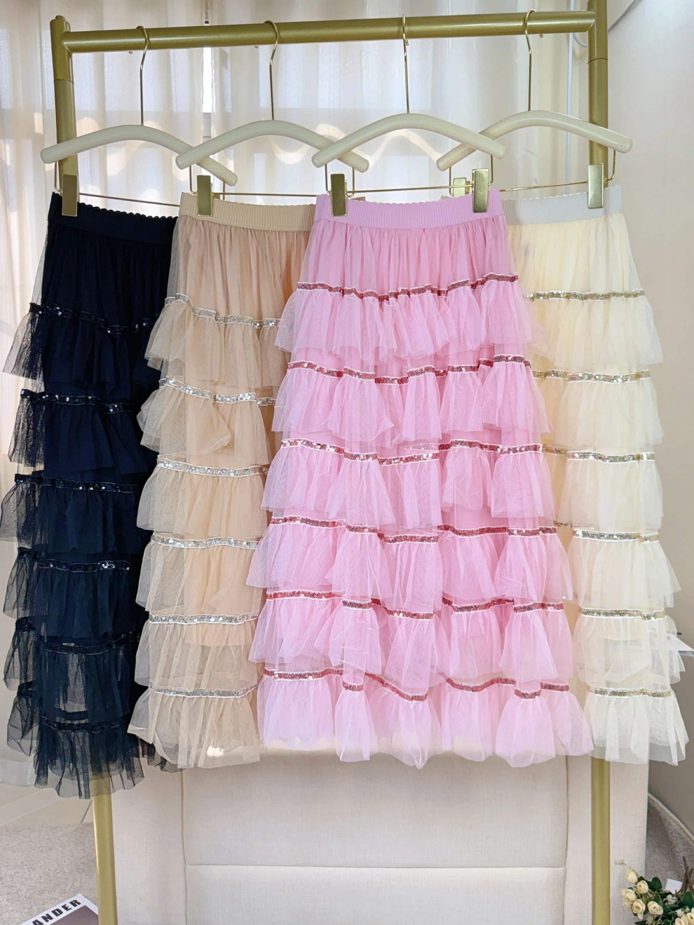 Fancy kids saia tule longa