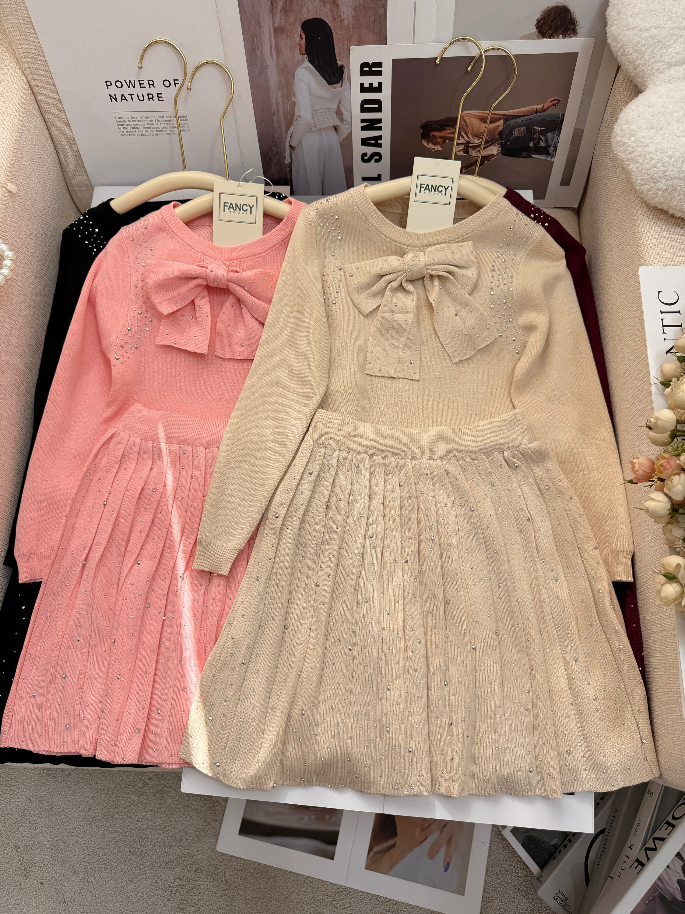 Fancy kids conjunto tricô modal