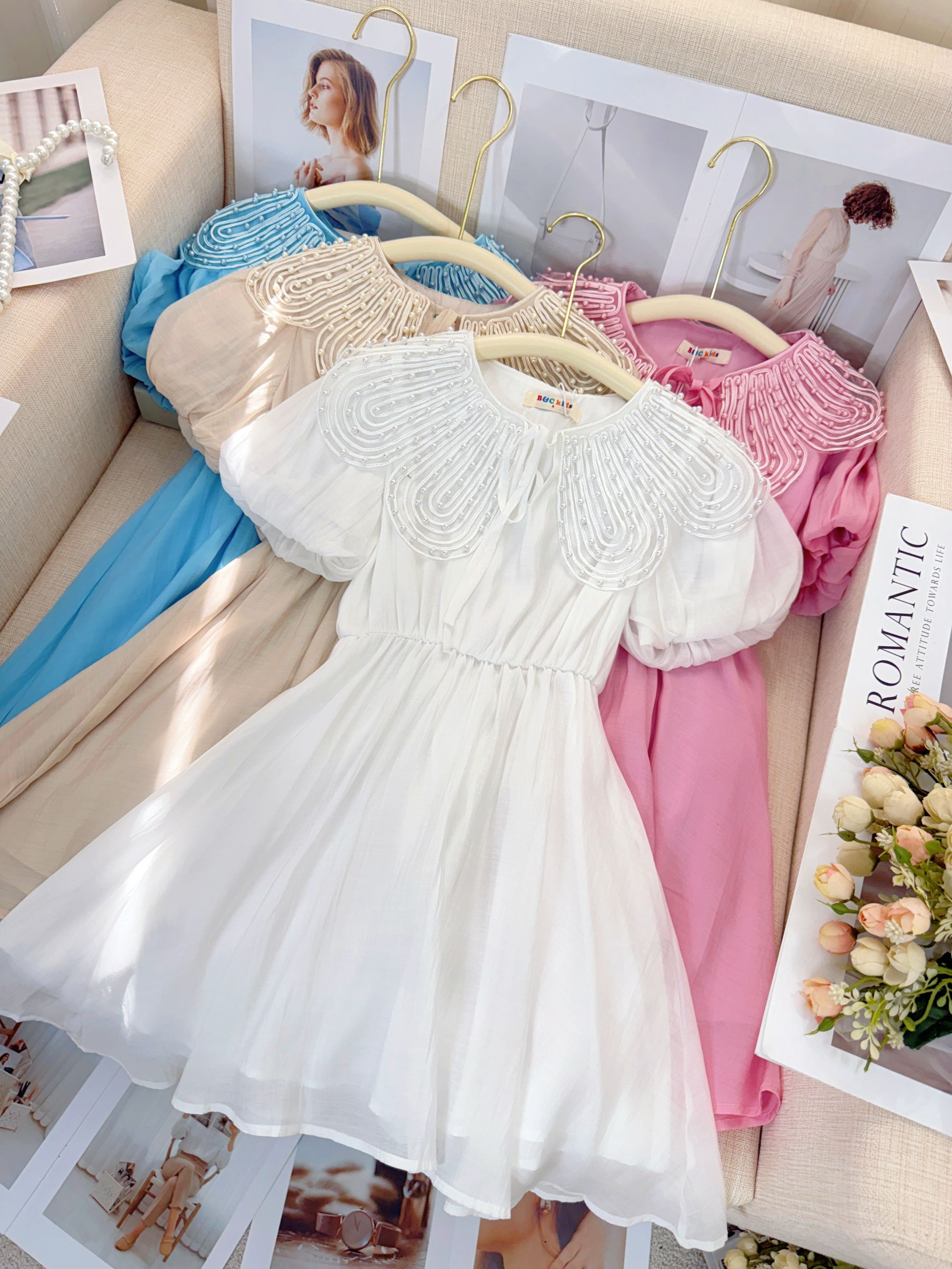 Fancy kids vestido crepe de seda