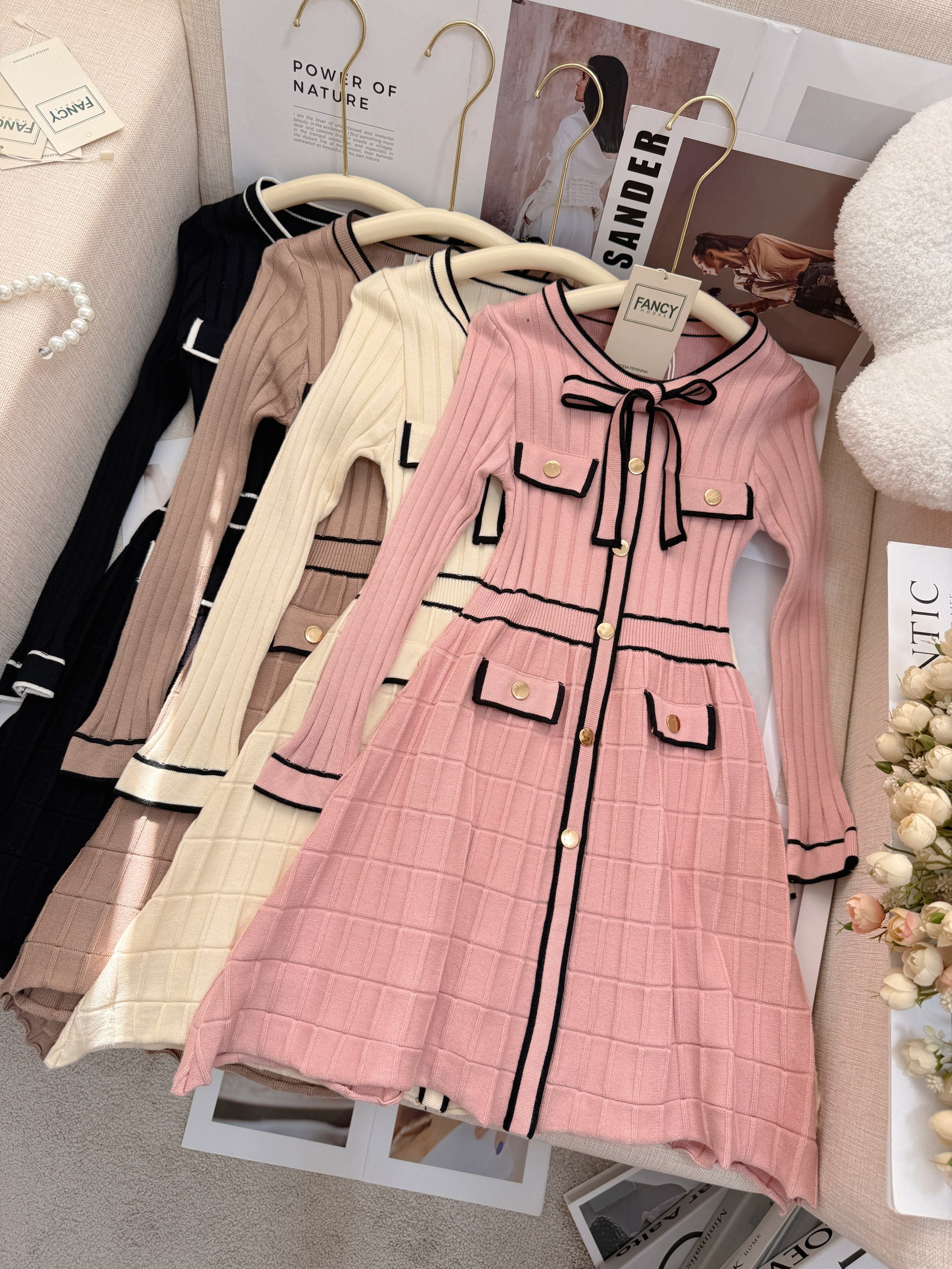 Fancy kids vestido tricô modal