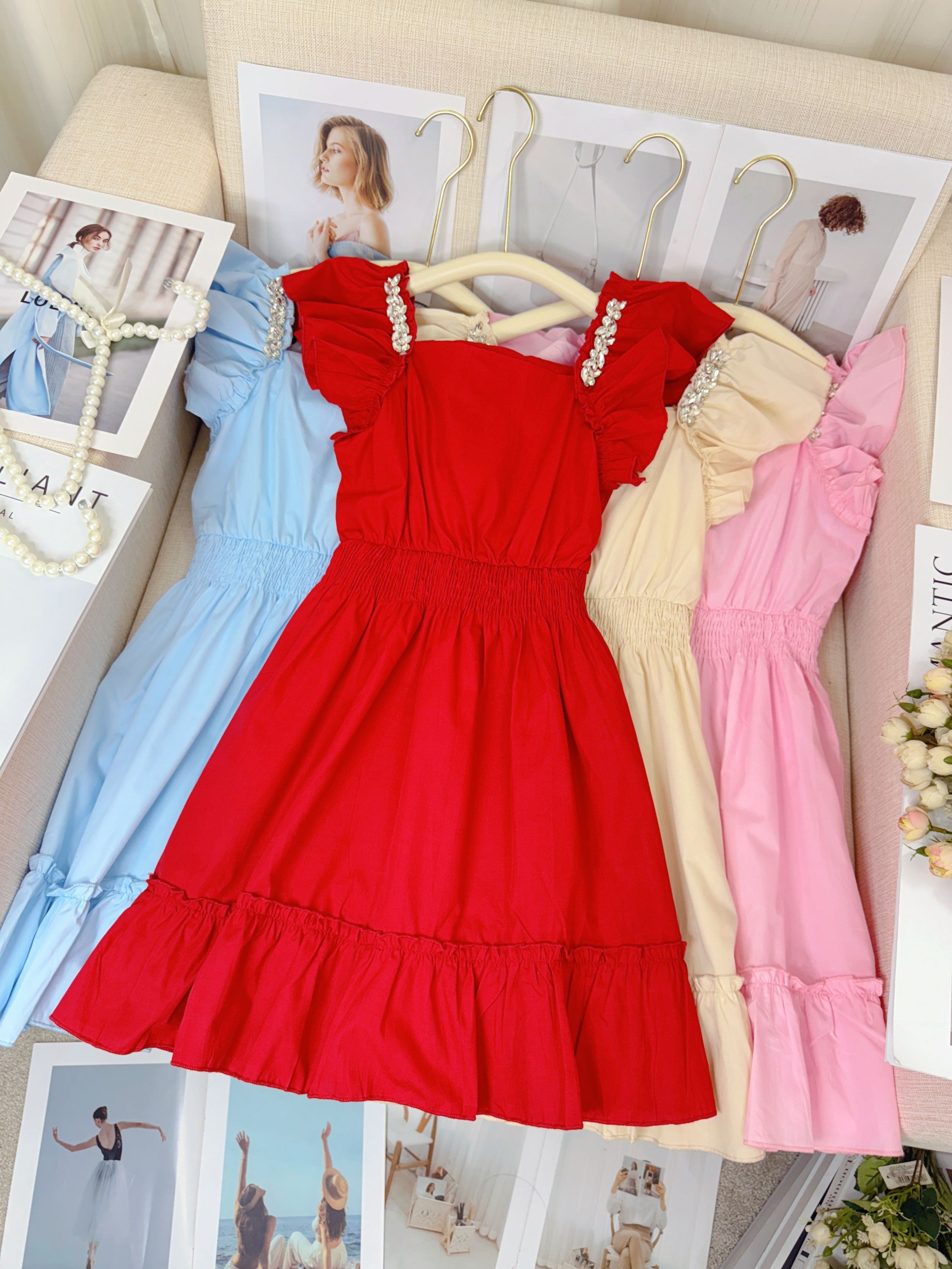 Fancy kids vestido tricoline brilho