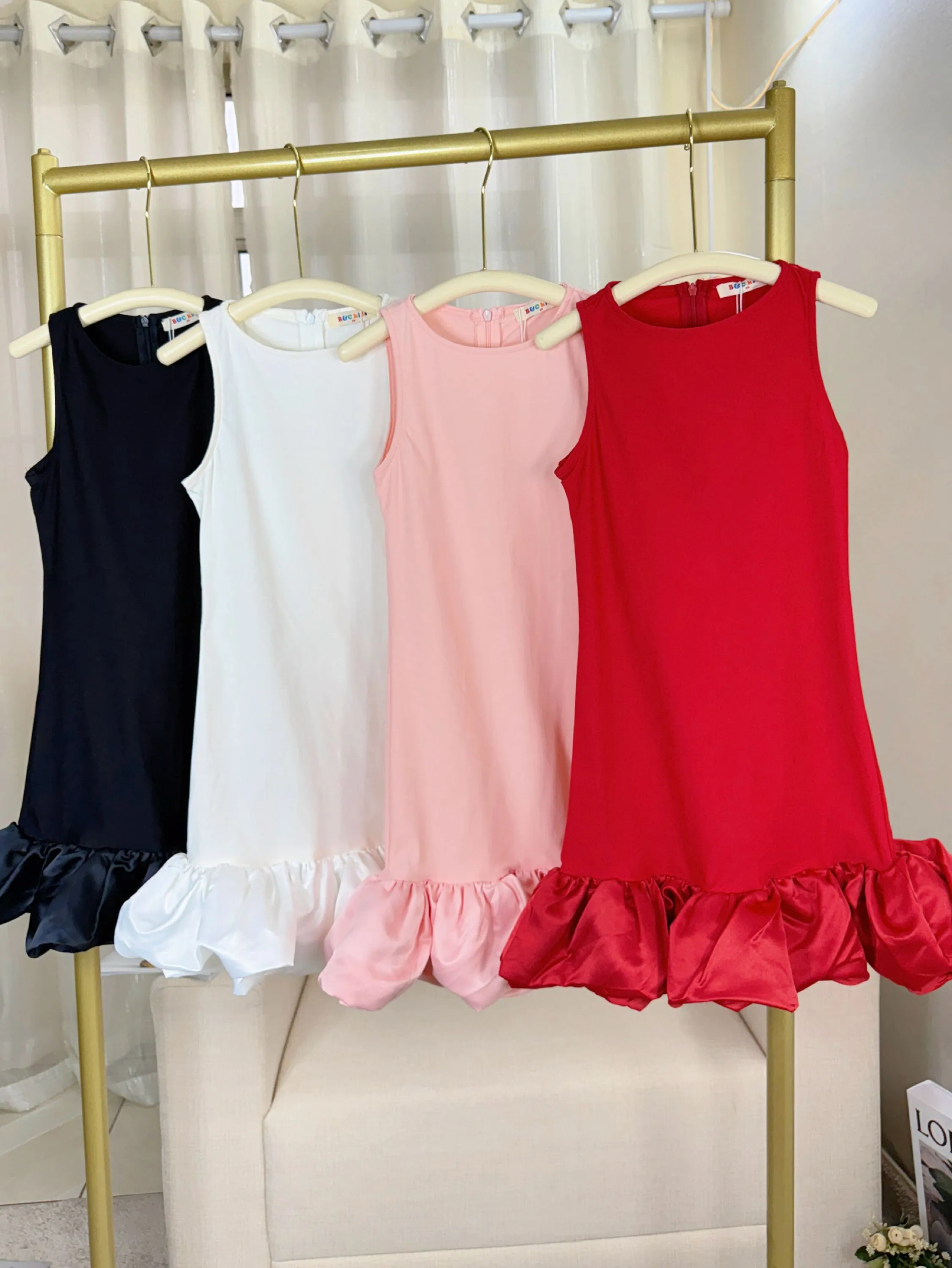 Fancy kids vestido Natal babado