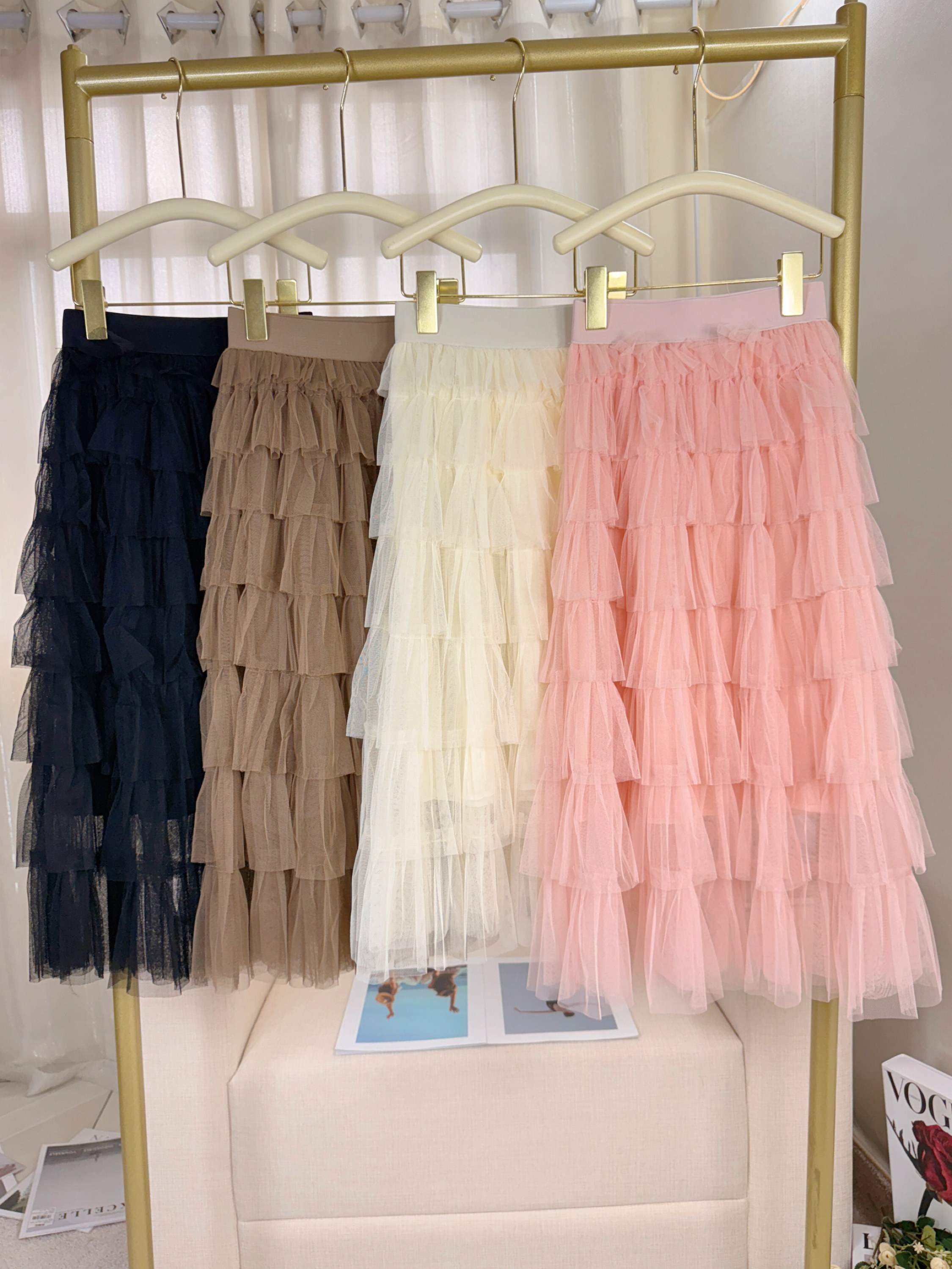 Fancy kids saia tule babado