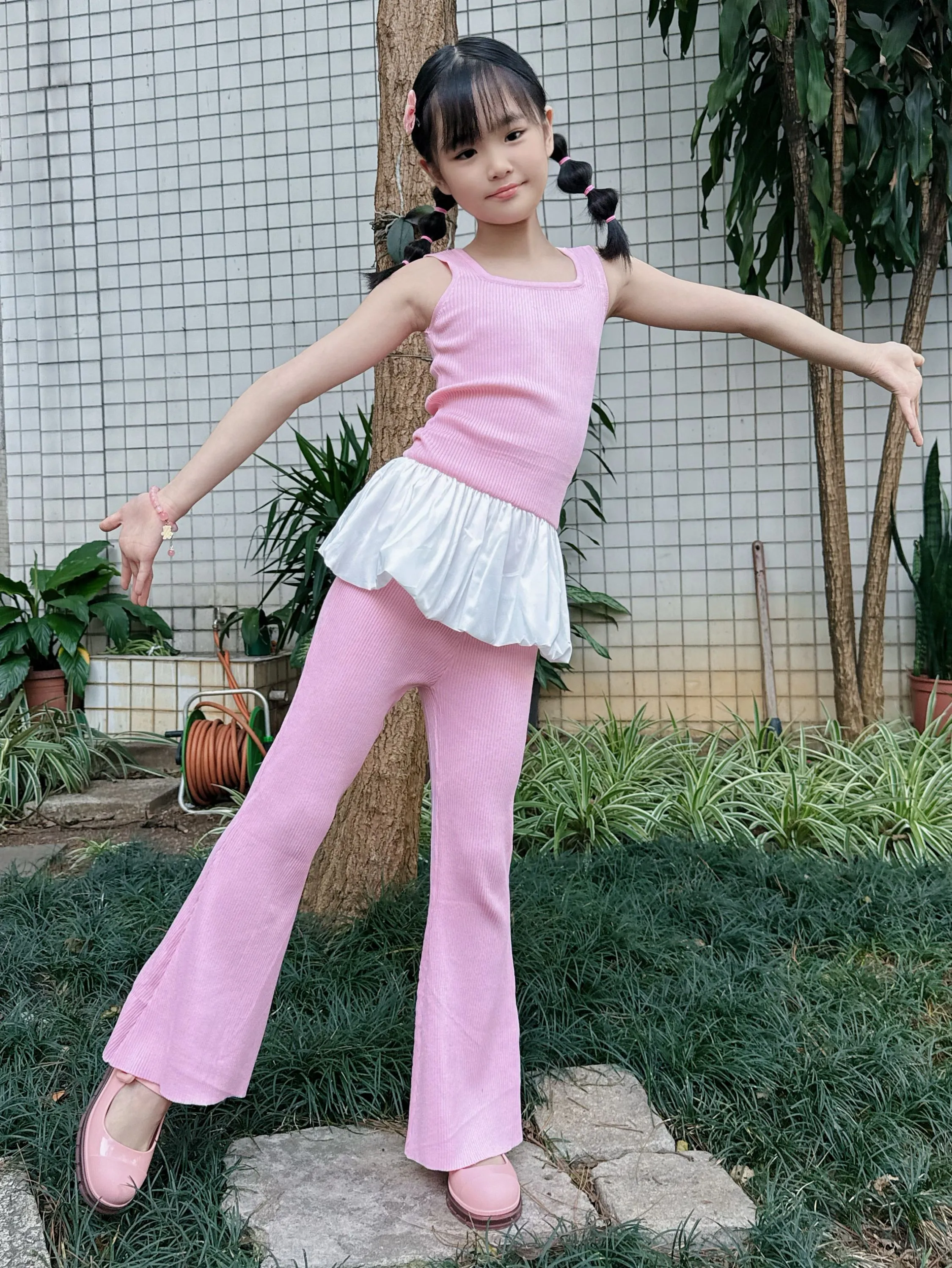 Fancy kids conjunto modal blusa com calça