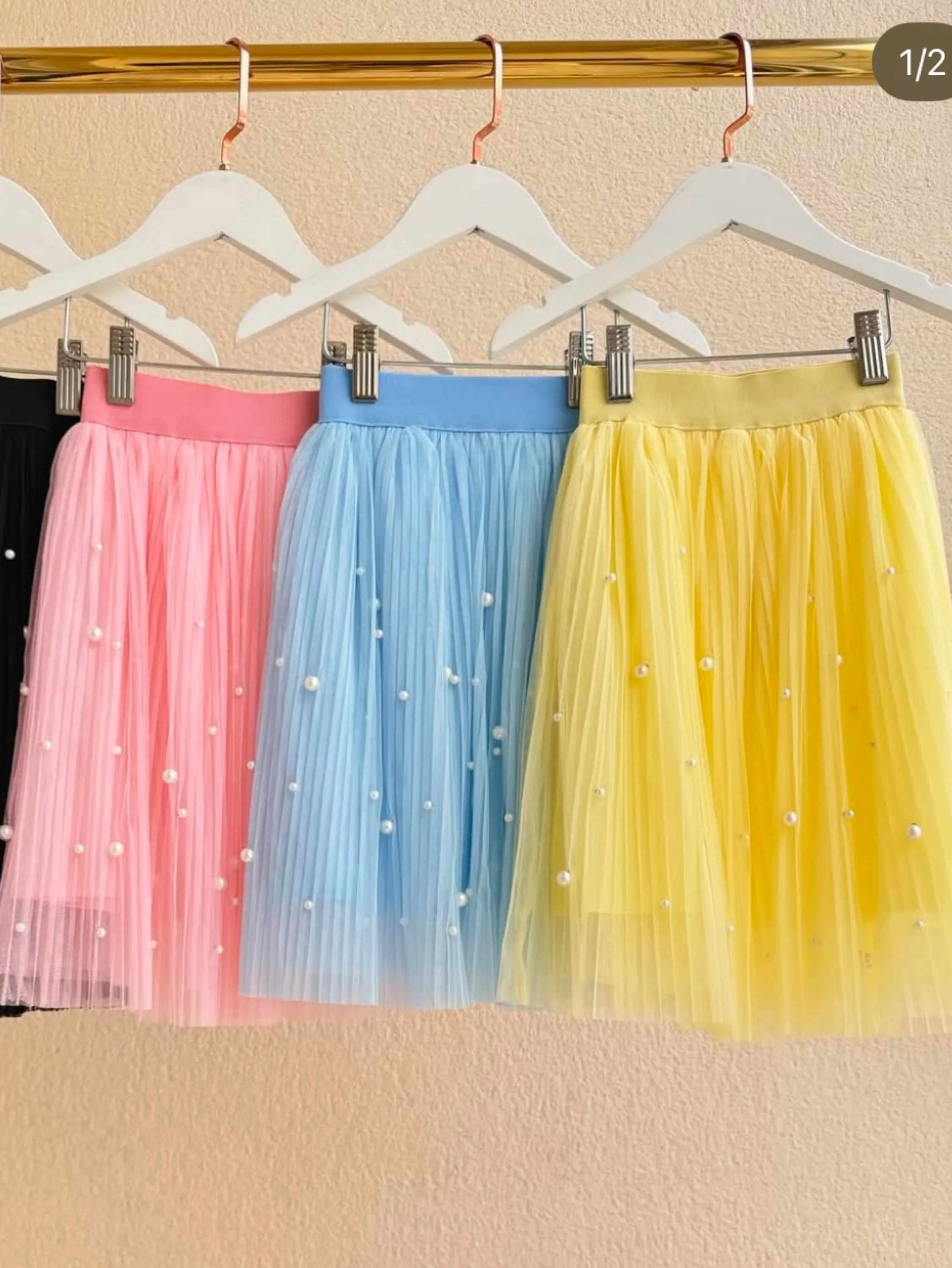 Fancy kids saia tule com pérola