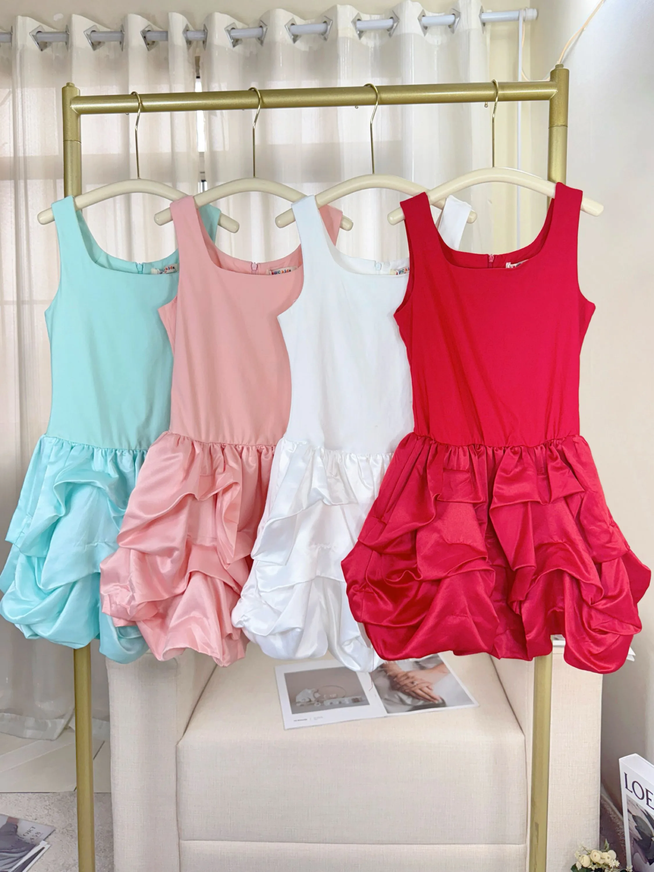 Fancy kids vestido babado Natal