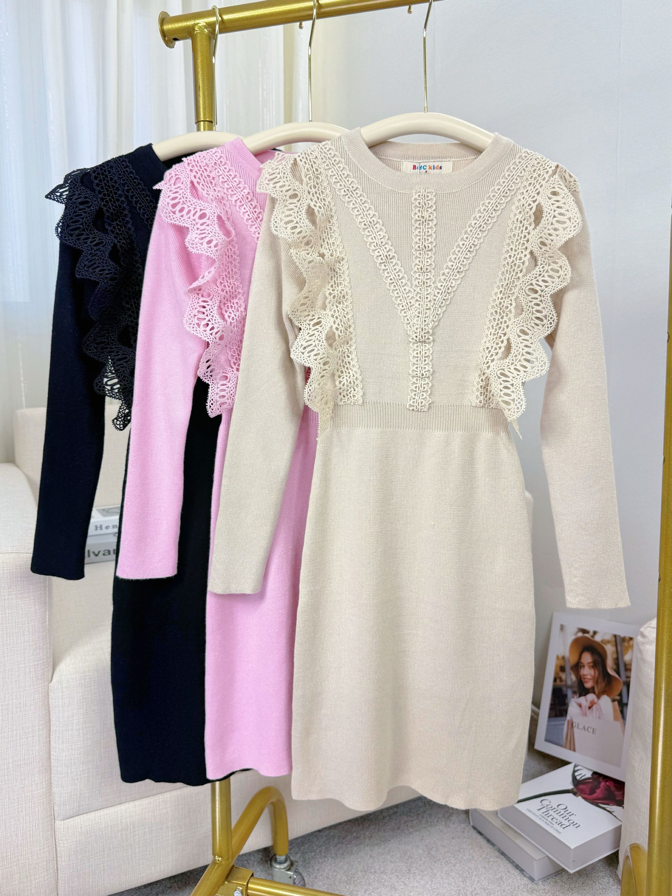 Fancy modas vestido modal renda