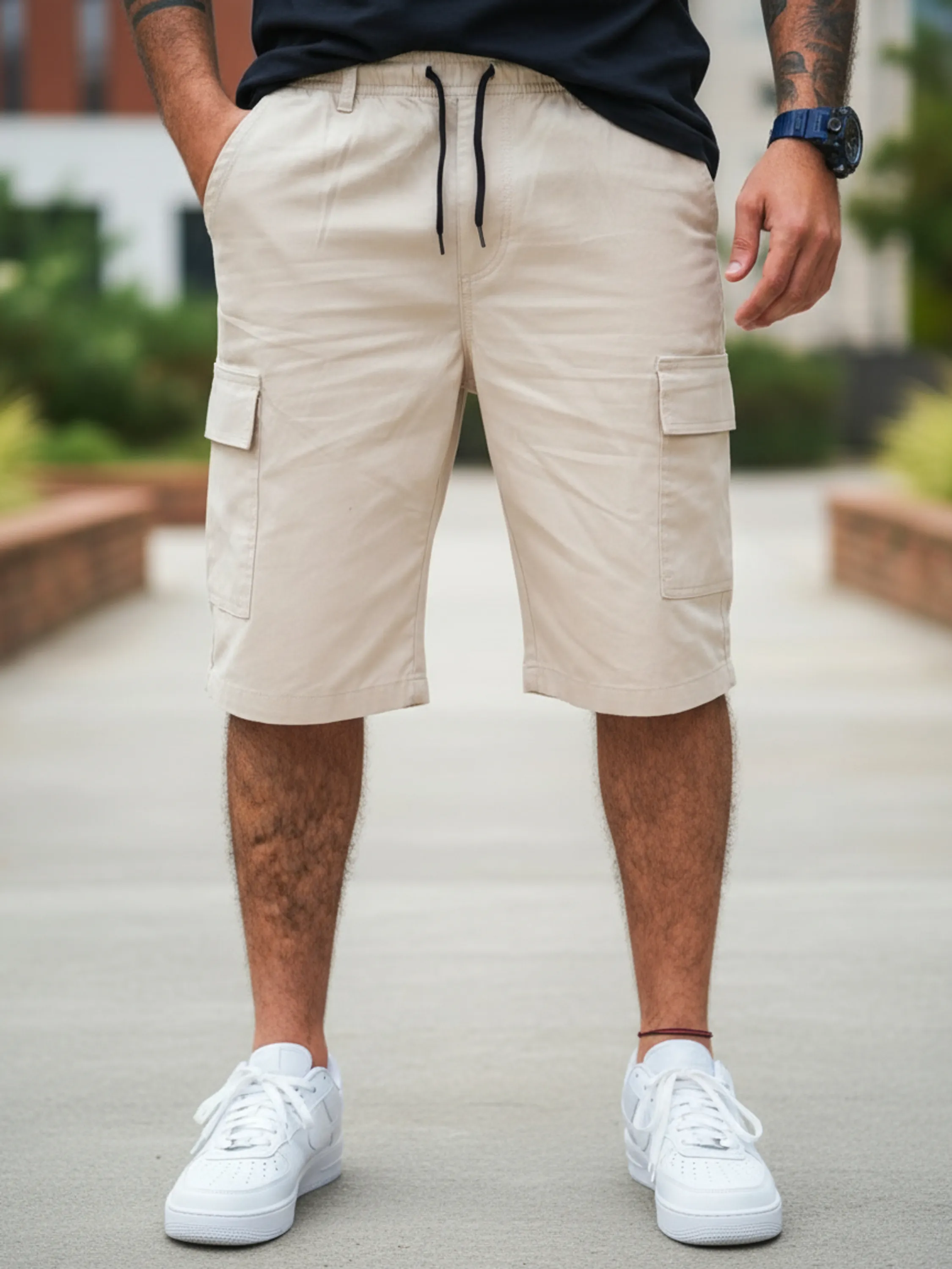 Bermuda Cargo Sarja Masculina com Cordão Atacado