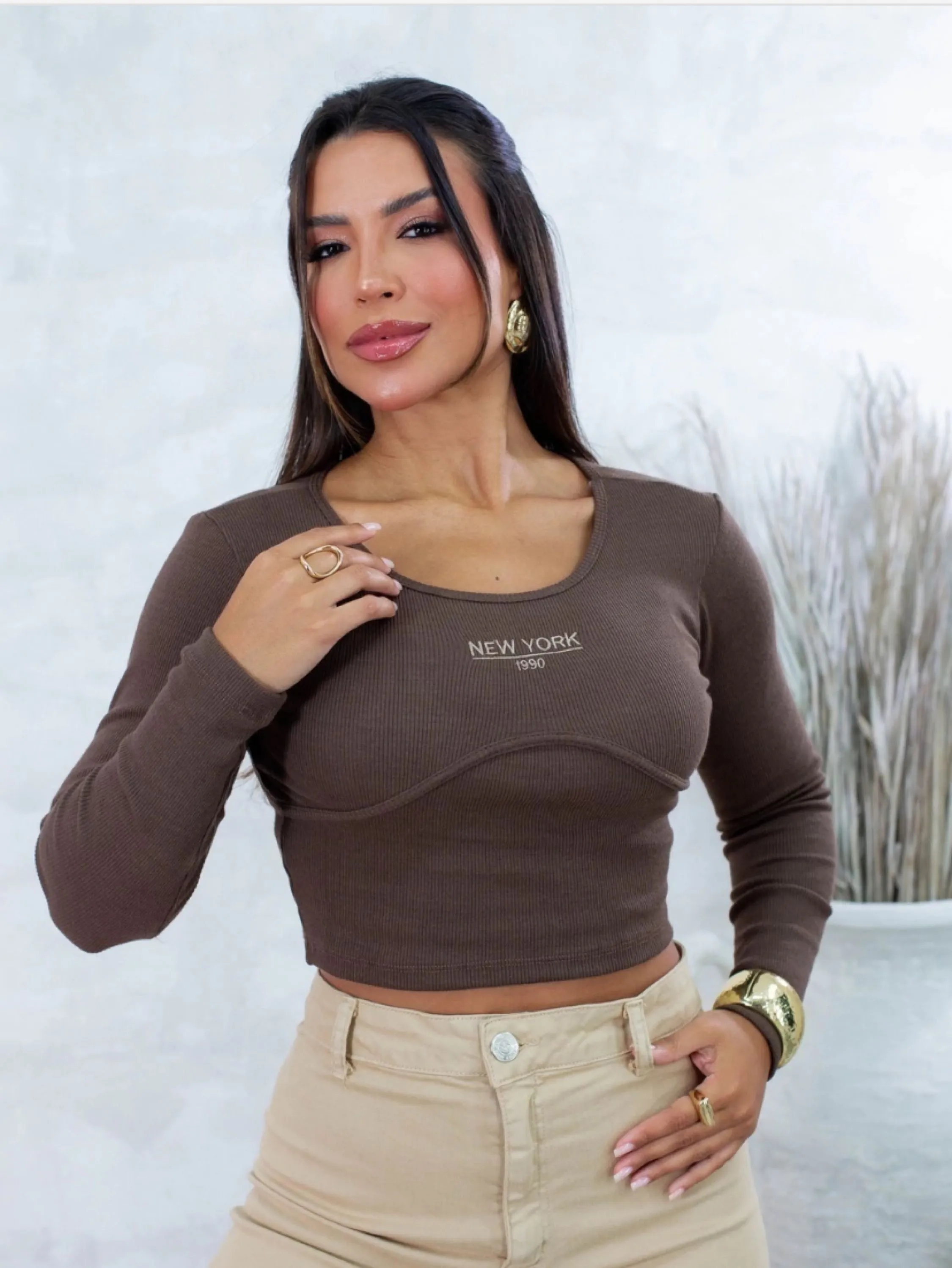 Cropped manga longa Sofia