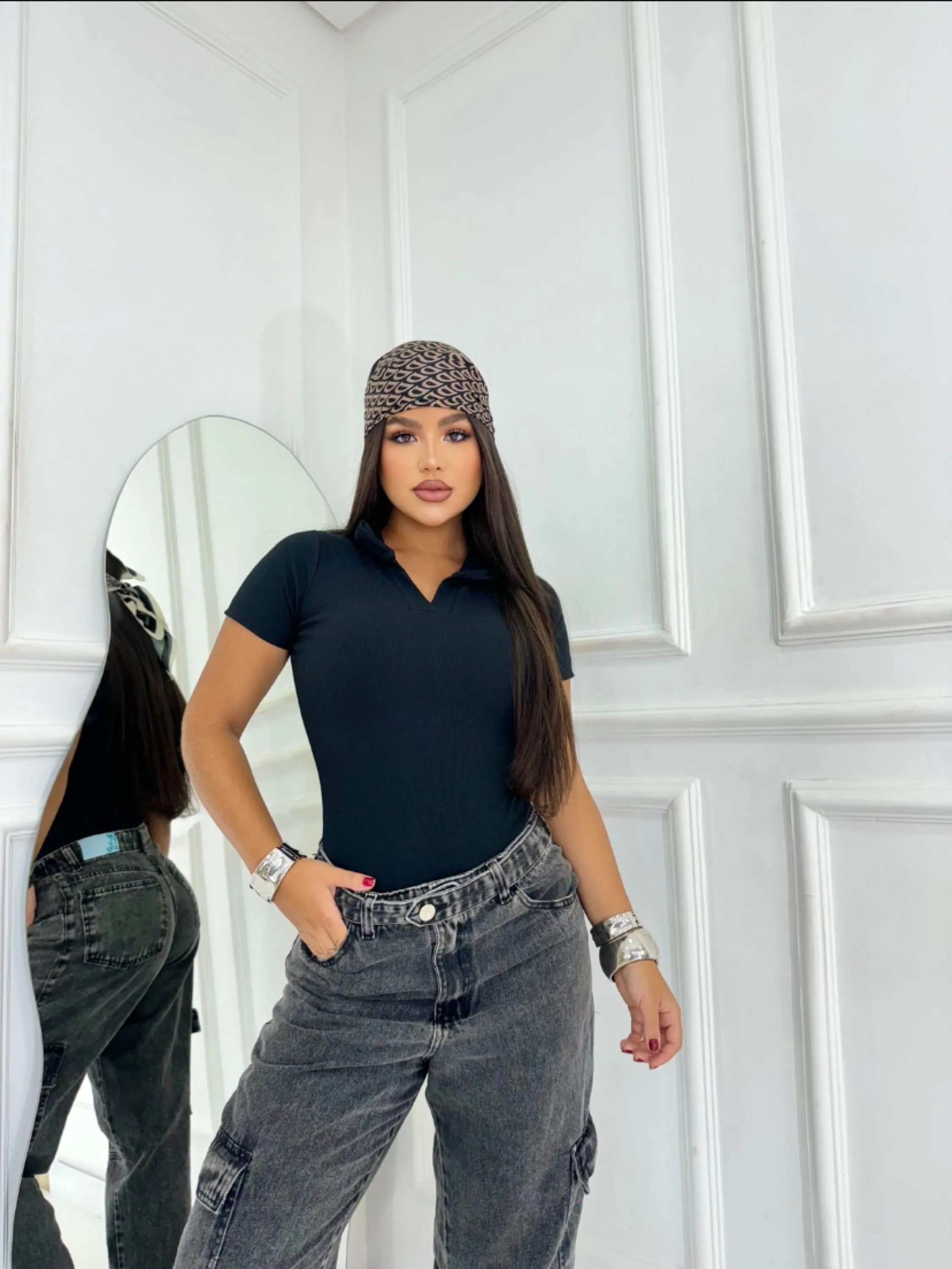 Body polo tecido ribanna