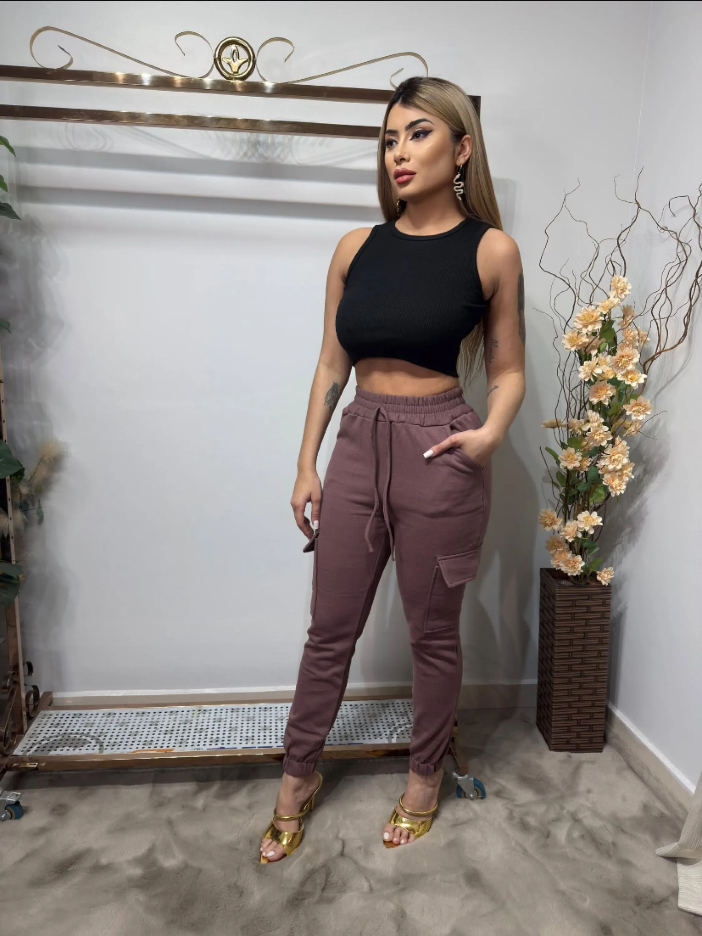 Calça moletom cargo