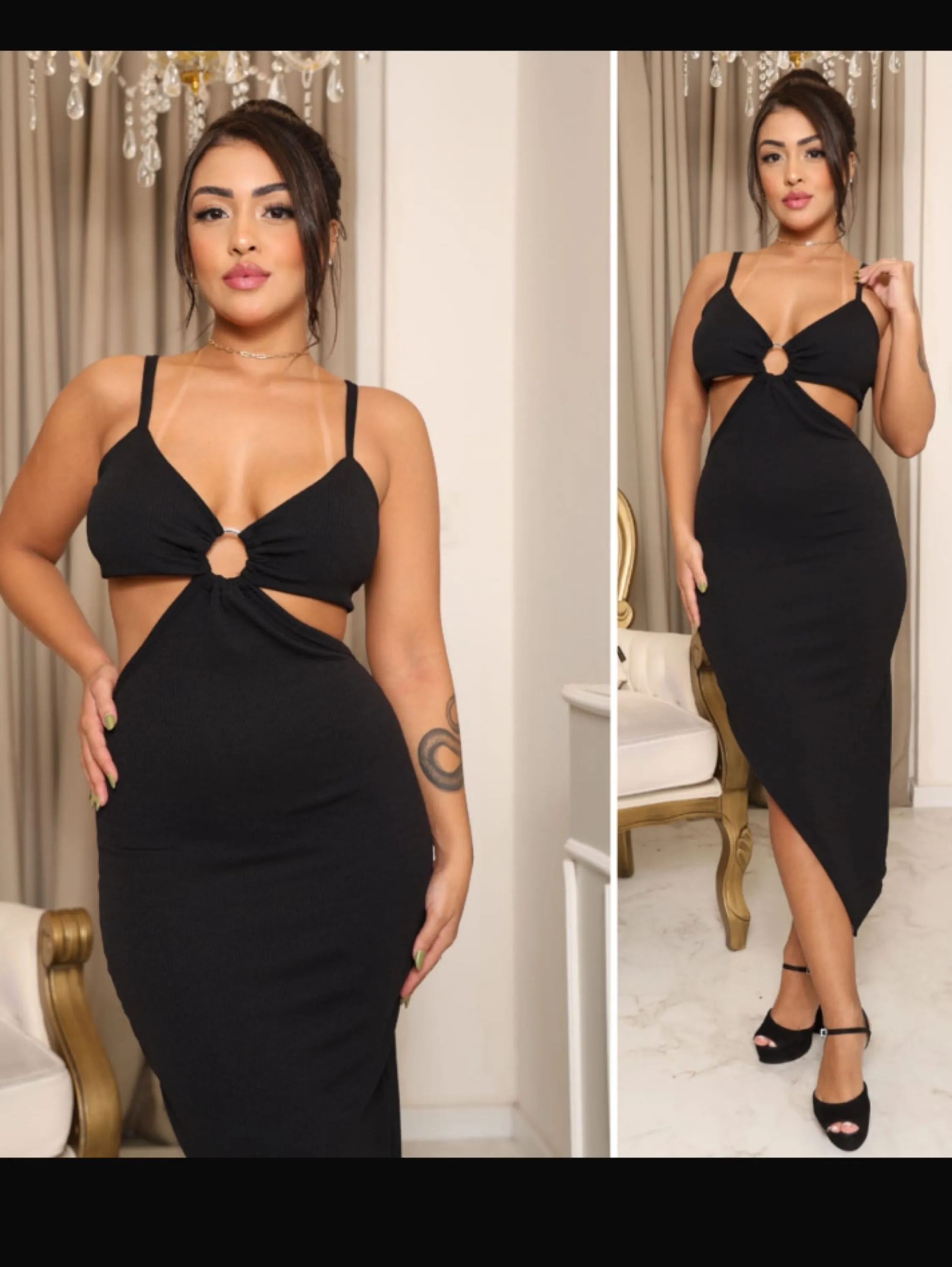 Vestido alça midi com bojo