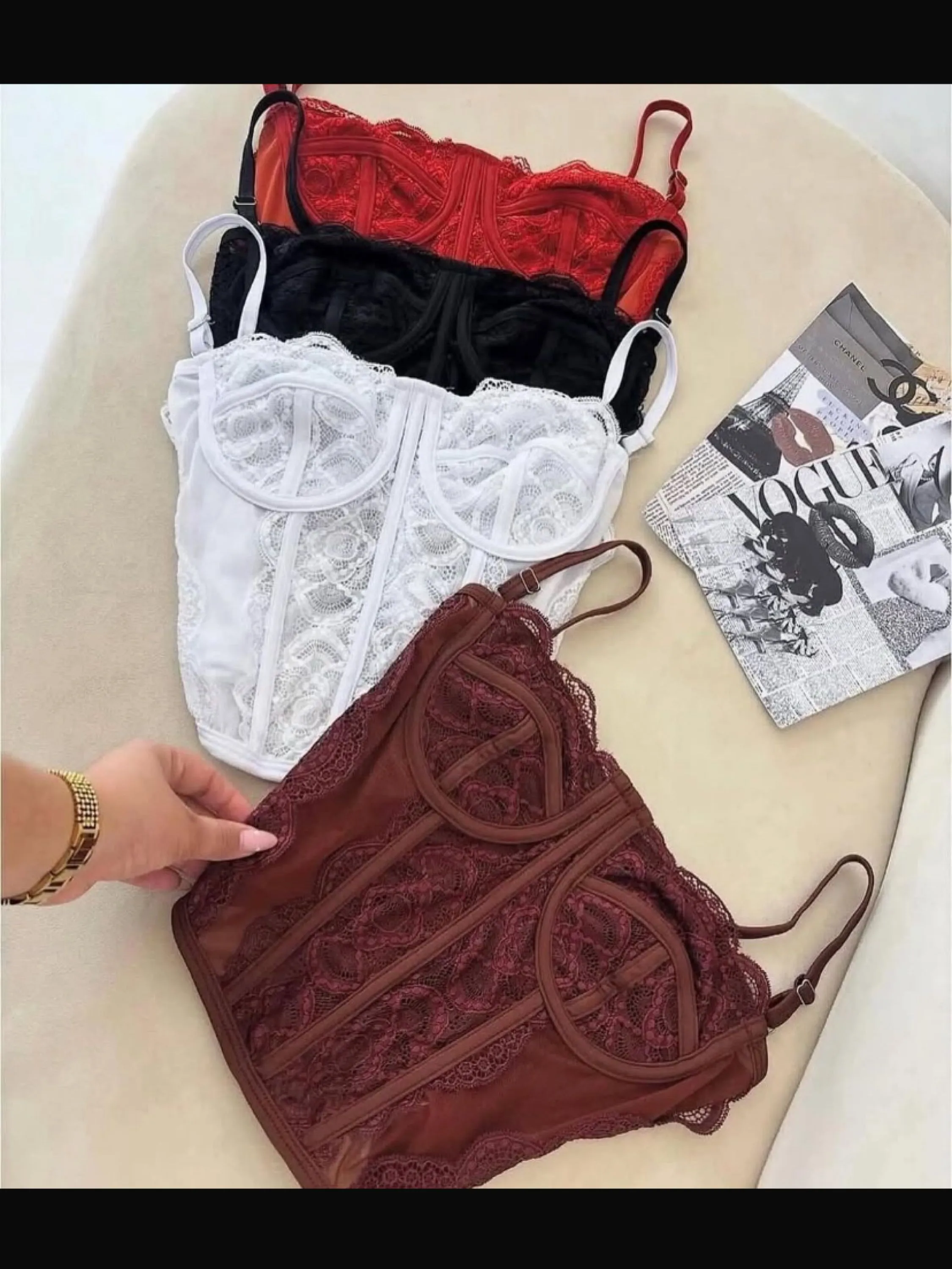 Cropped corcelet de renda
